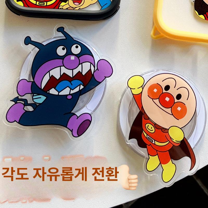 호빵맨 자석 흡착 에어백 홀더 맥세이프 폰홀더 세균맨 낙하방지 그립톡 회전 손가락 버클 - 상품 이미지
