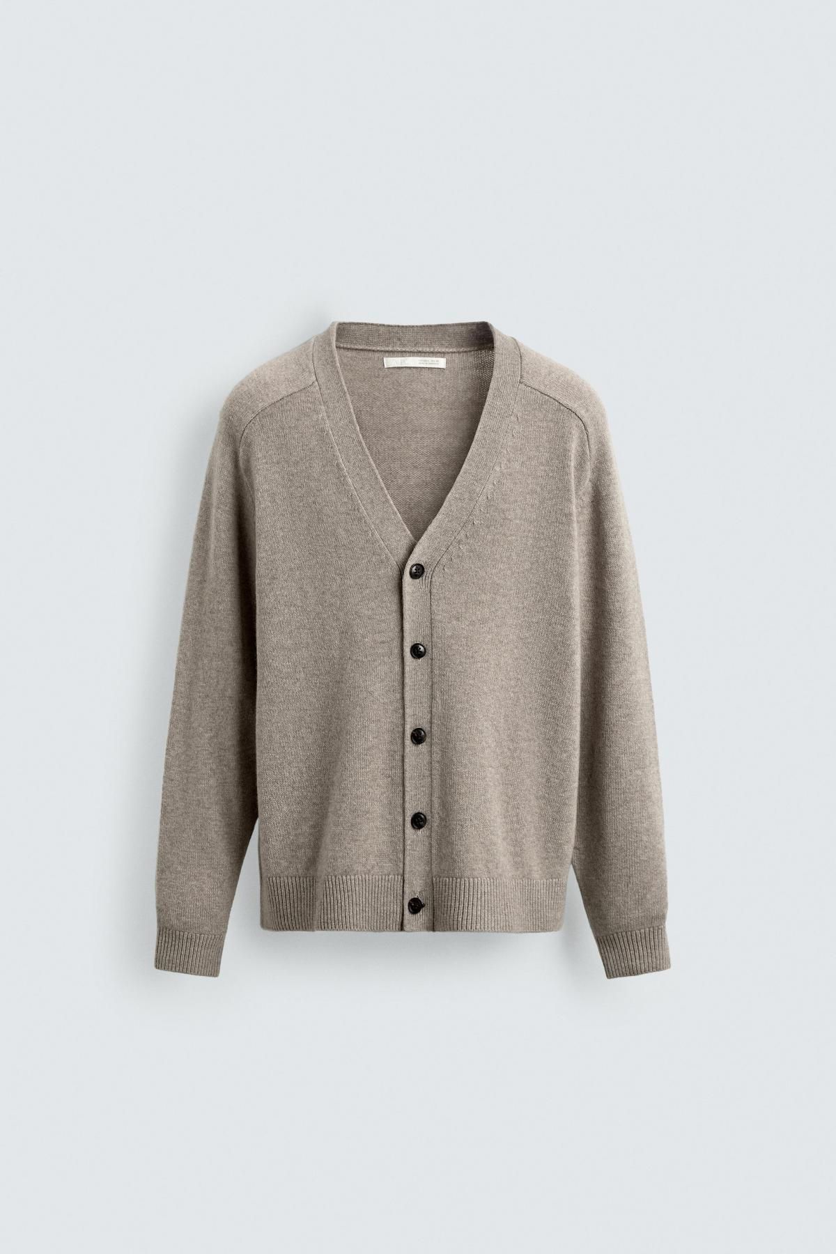 자라 프리미엄 울캐시미어 브이넥 남성 가디건 2893/313 LIGHT GREY - 상품 이미지