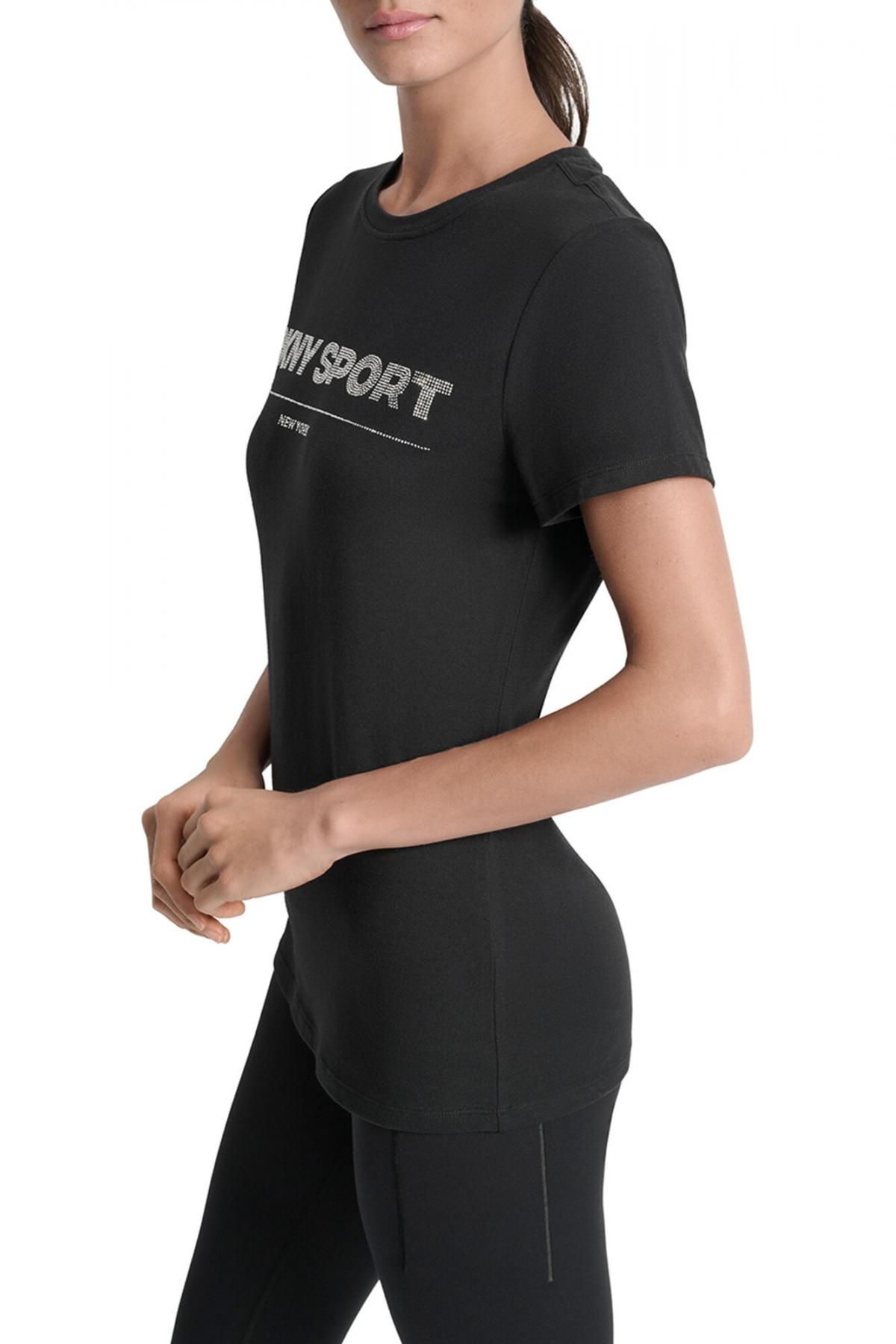 디케이엔와이 DKNY 스트라스 로고 반팔 티셔츠 0142307 NEGRO - 상세 이미지 3