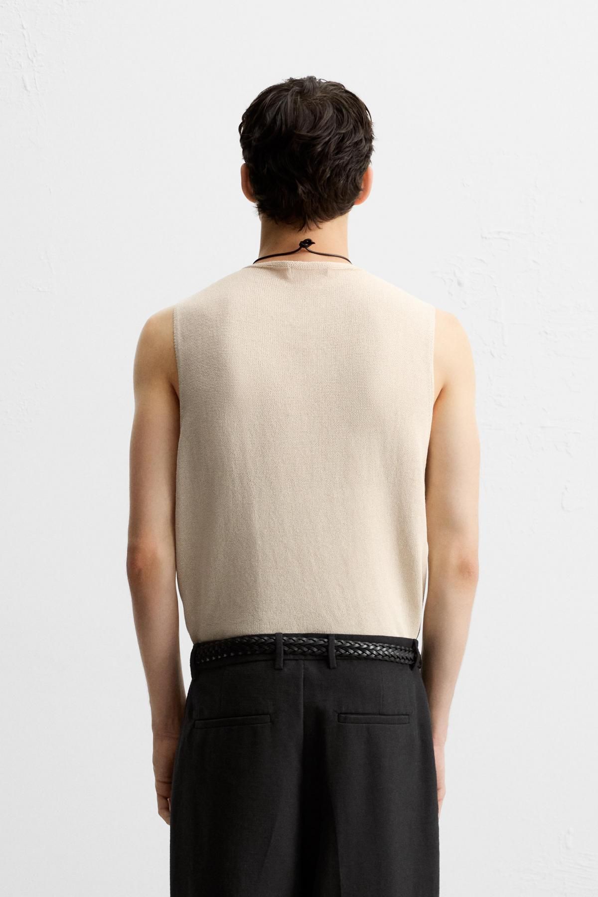 자라 미니멀 릴렉스핏 니트 민소매 탑 6674/306 LIGHT BEIGE - 상세 이미지 4