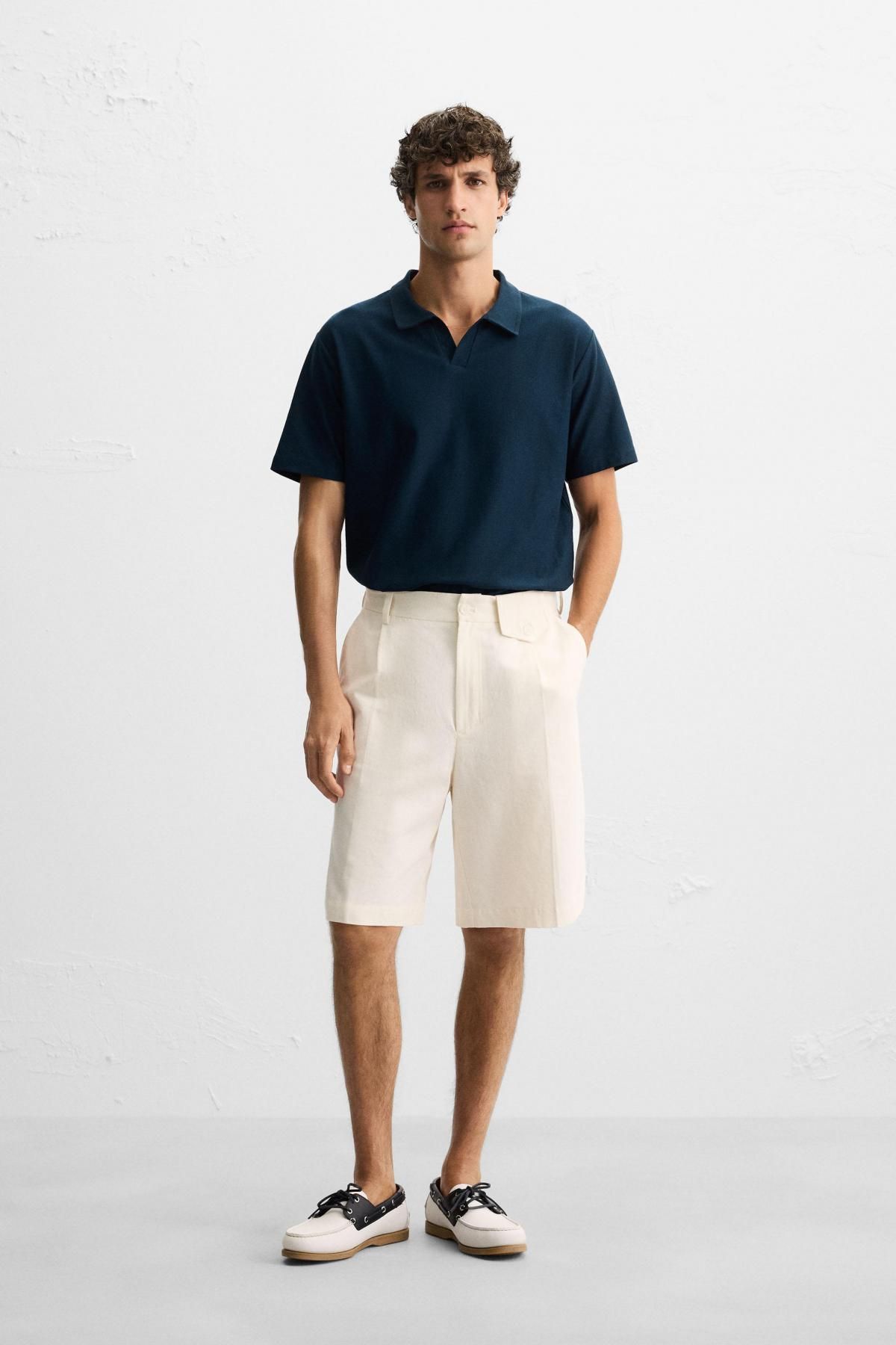 자라 텍스처 네이비 반팔 폴로셔츠 5372/301 NAVY BLUE - 상세 이미지 2