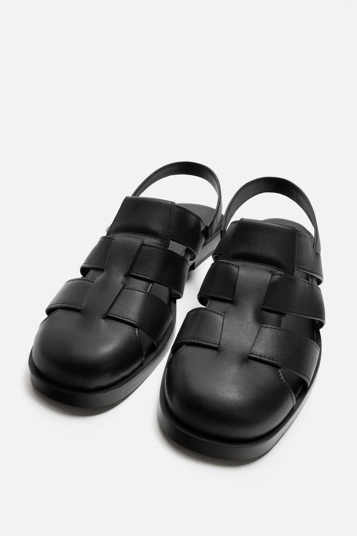 자라 프리미엄 레더 케이지 스트랩 샌들 2441/620 BLACK - 상세 이미지 4