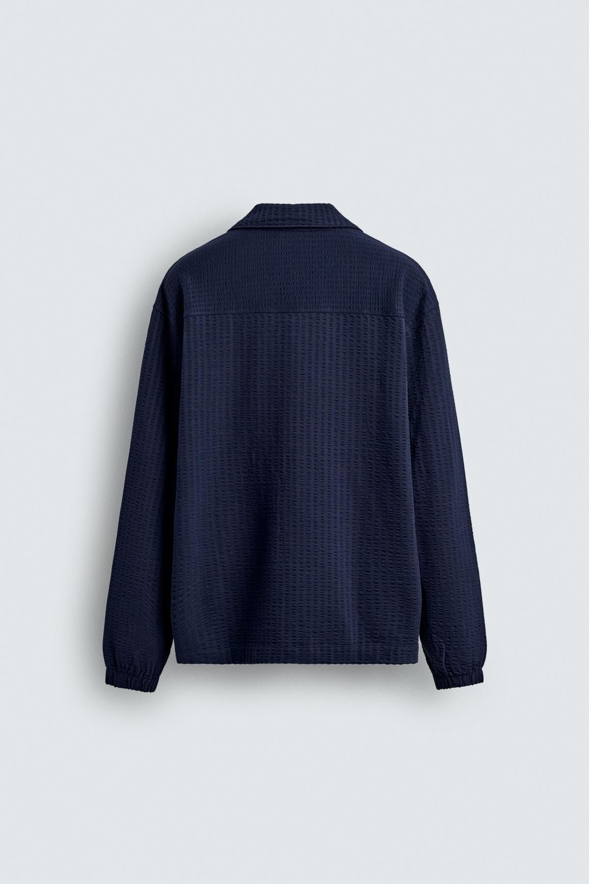 자라 네이비 컴포트 시어서커 오버셔츠 4092/345 NAVY BLUE 이미지 8