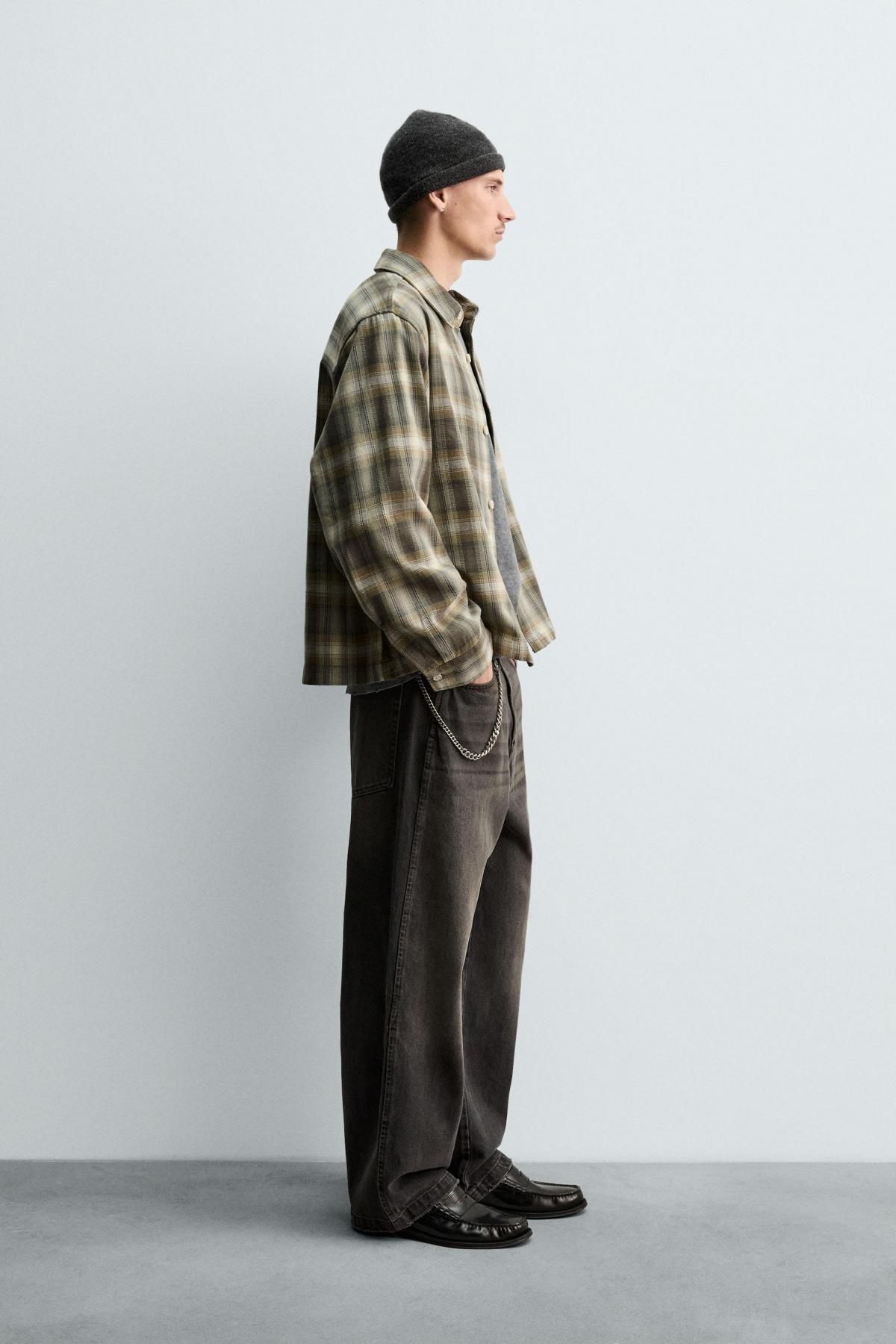 자라 체크 릴렉스핏 오버셔츠 7446/331 GREEN - 상세 이미지 5