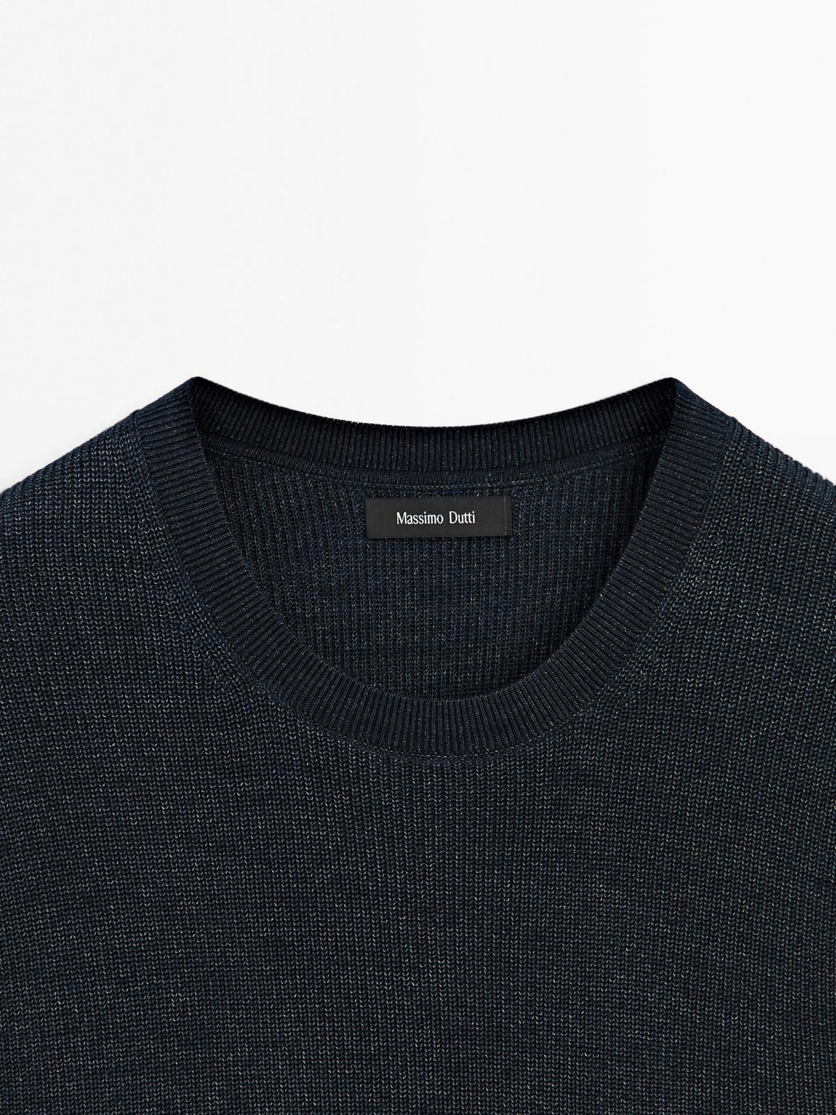 마시모두띠 데님이펙트 울블렌드 라운드 니트 긴팔 스웨터 1024/227 NAVY BLUE - 상세 이미지 4