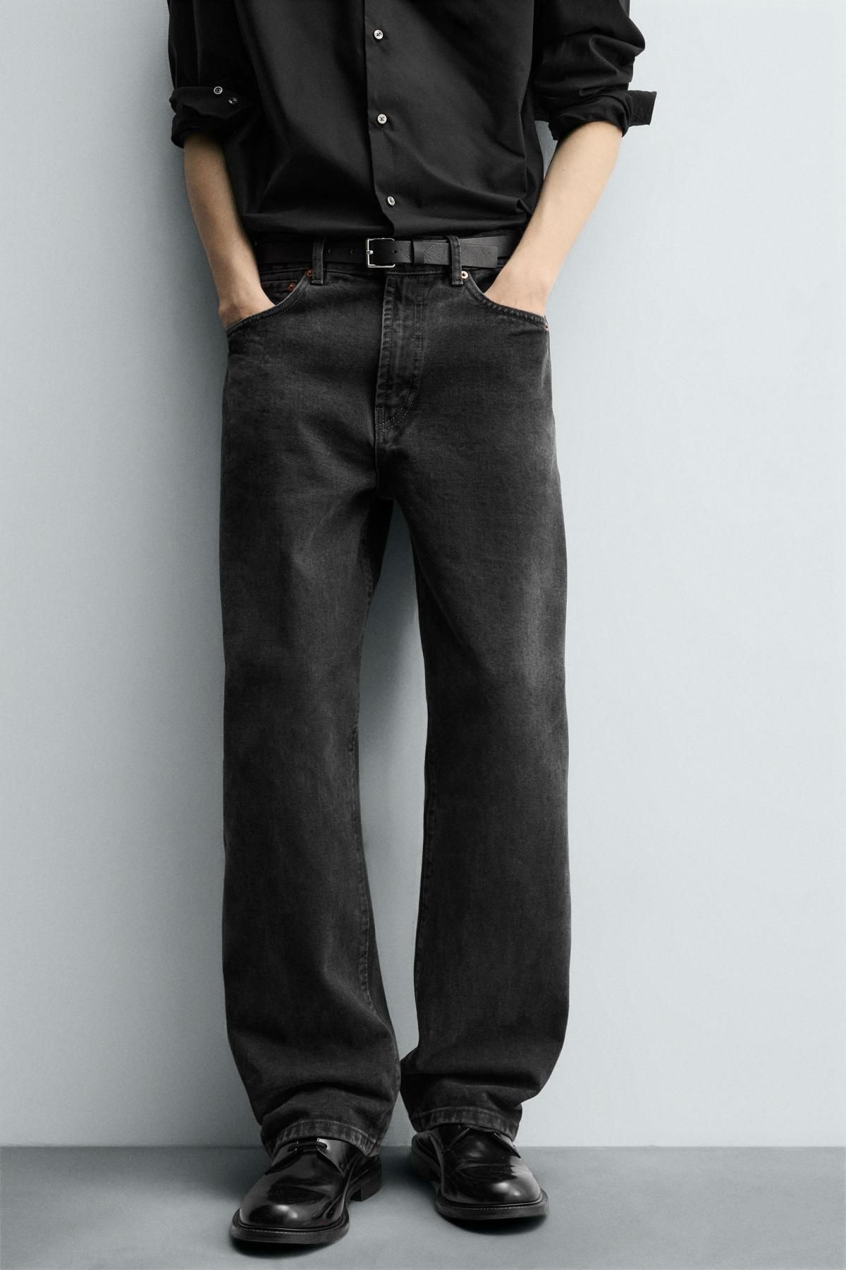 자라 워시드 블랙 릴렉스드 스트레이트핏 청바지 3991/377 CHARCOAL - 상품 이미지