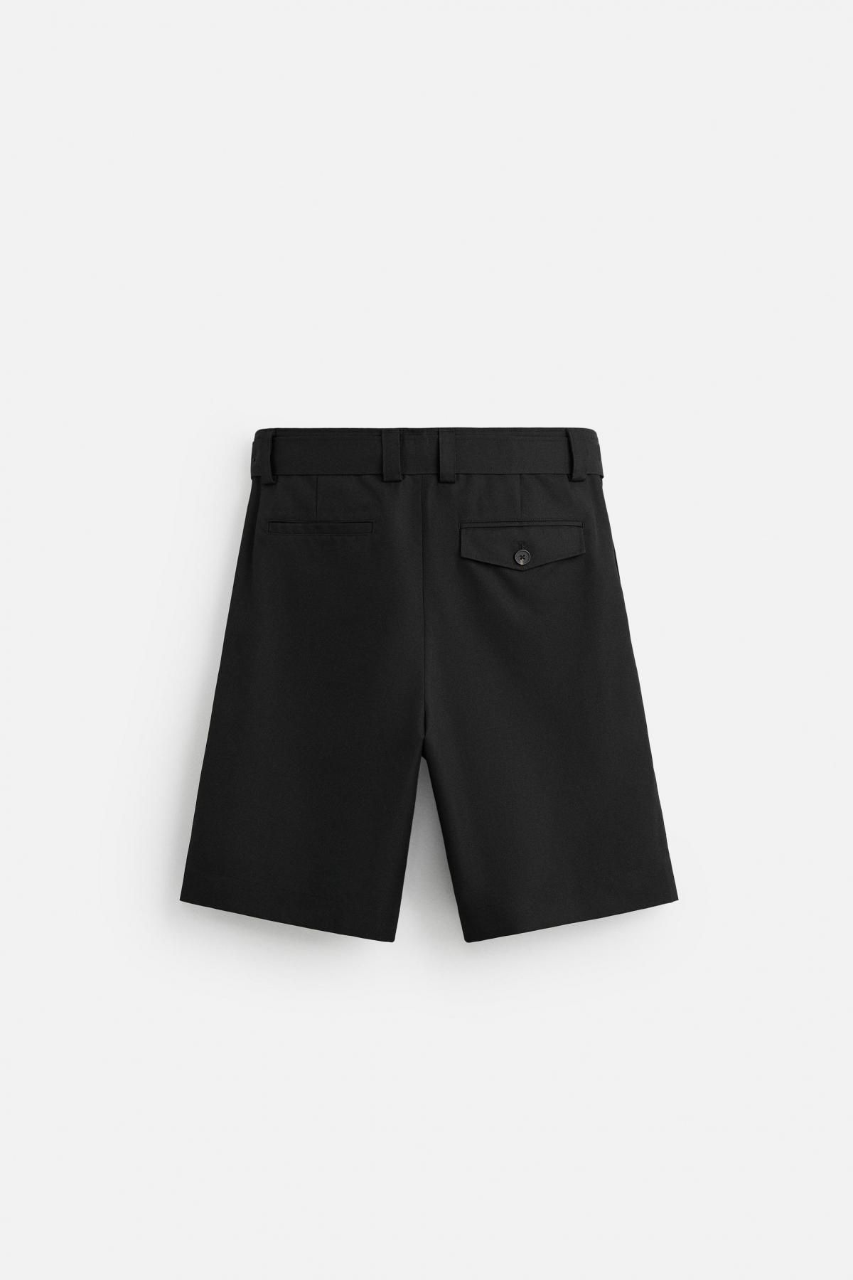 자라 벨티드 와이드핏 버뮤다 반바지 4470/270 BLACK 이미지 7