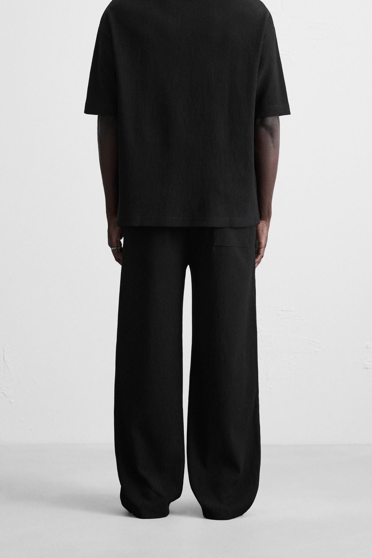 자라 블랙 버티컬 텍스처 릴랙스 조거 팬츠 0761/398 BLACK - 상세 이미지 3