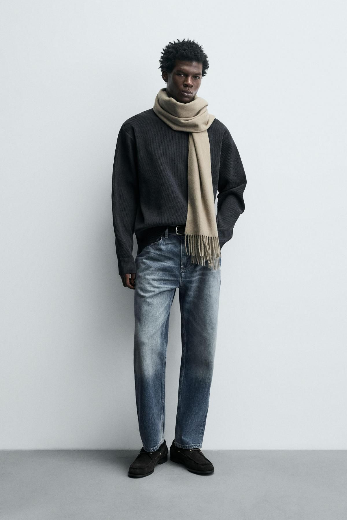 자라 텍스처 라운드 셔닐 니트 스웨터 4938/340 DARK GREY - 상세 이미지 2