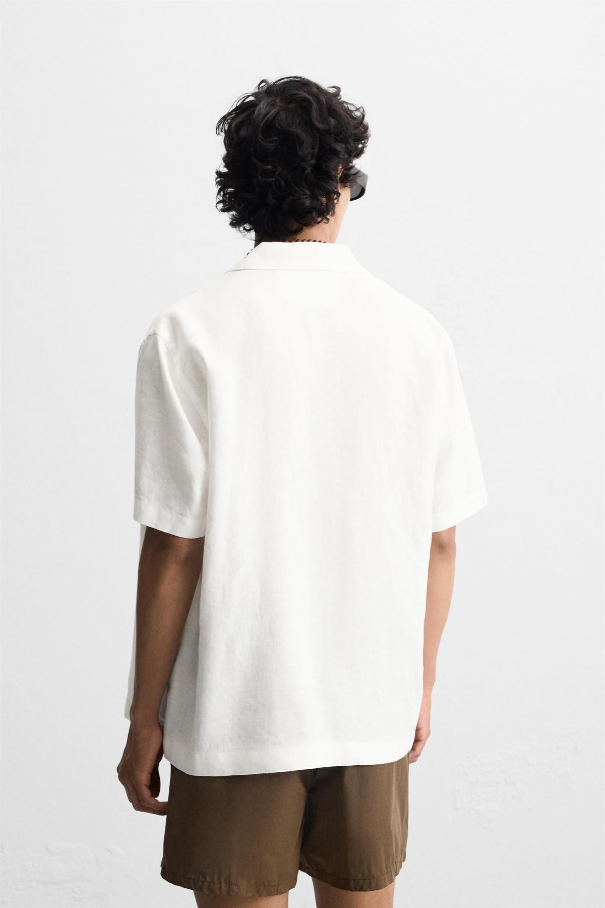 자라 100 리넨 버튼업 반팔셔츠 4336/181 WHITE - 상세 이미지 4