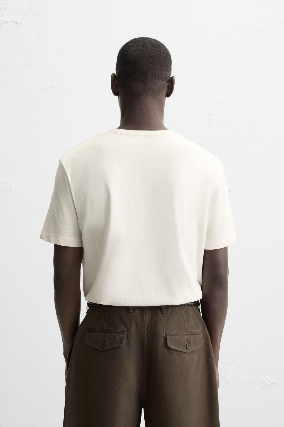 자라 라이트웨이트 베이직 반팔 티셔츠 1887/330 OYSTER-WHITE - 상세 이미지 4