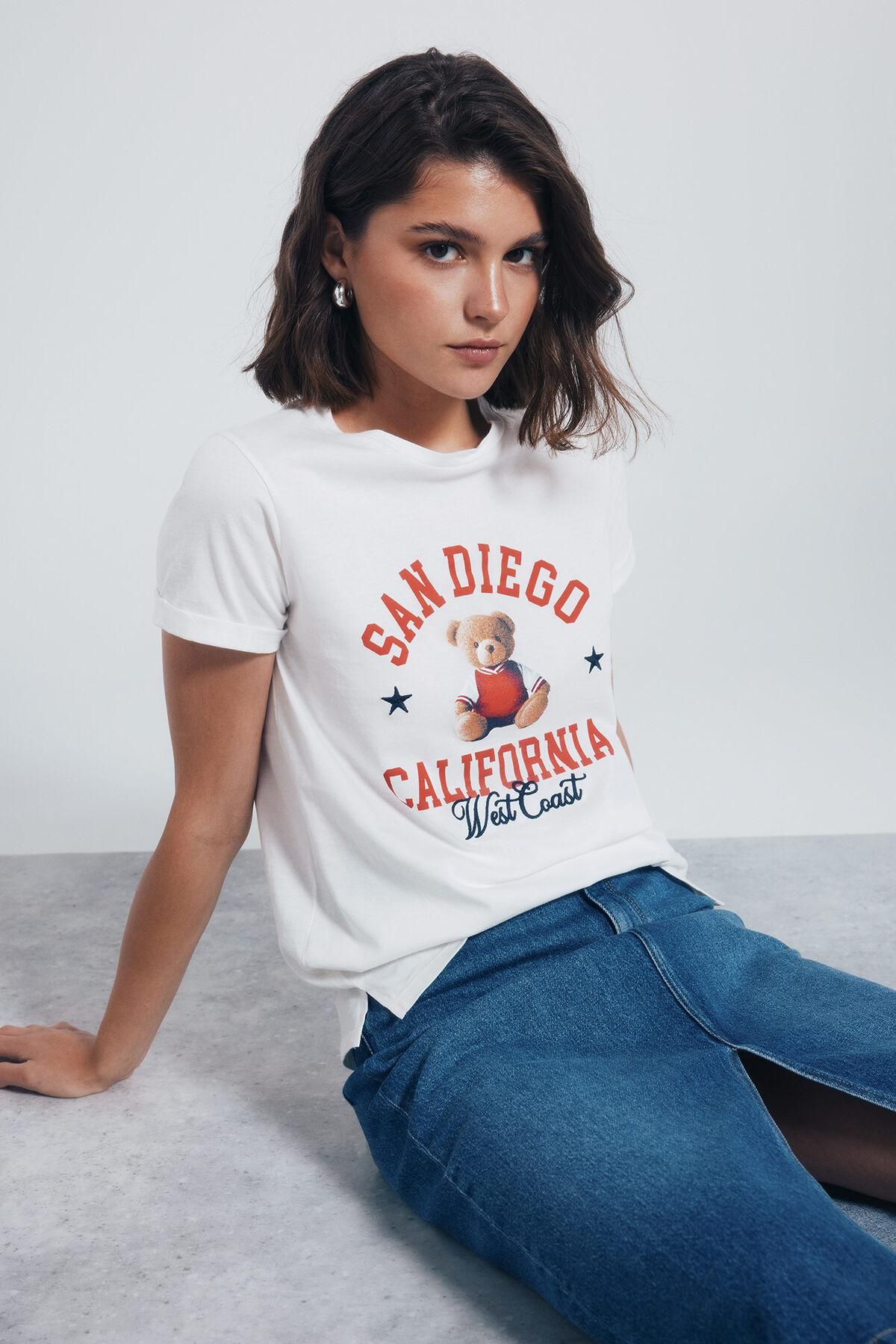 스프링필드 그래픽 베어 프린트 반팔 티셔츠 1382480 NUDE - 상세 이미지 5