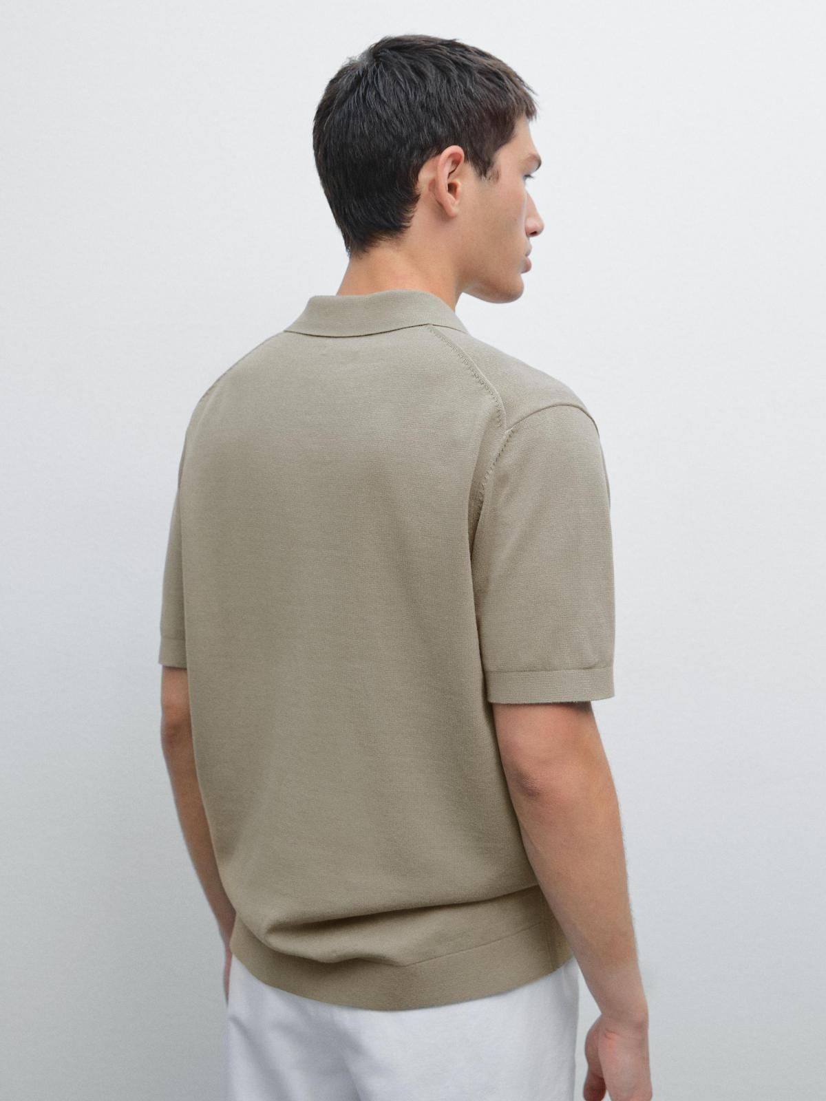 마시모두띠 미니멀 코튼 니트 지퍼넥 폴로 반팔셔츠 0940/201 TAUPE GREY - 상세 이미지 3