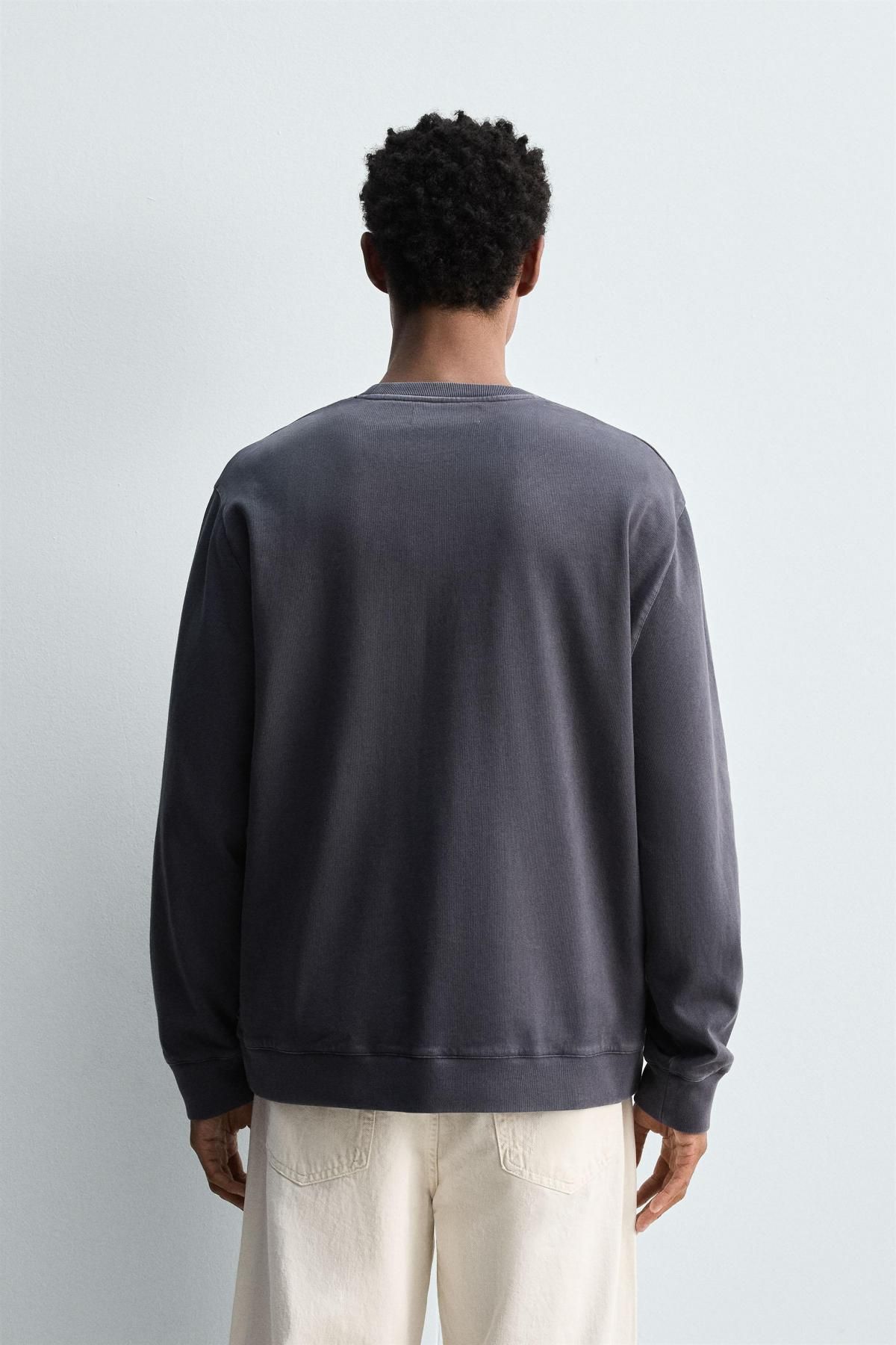 자라 워싱 테크니컬 소프트 크루넥 맨투맨 1501/316 FADED BLUE - 상세 이미지 4