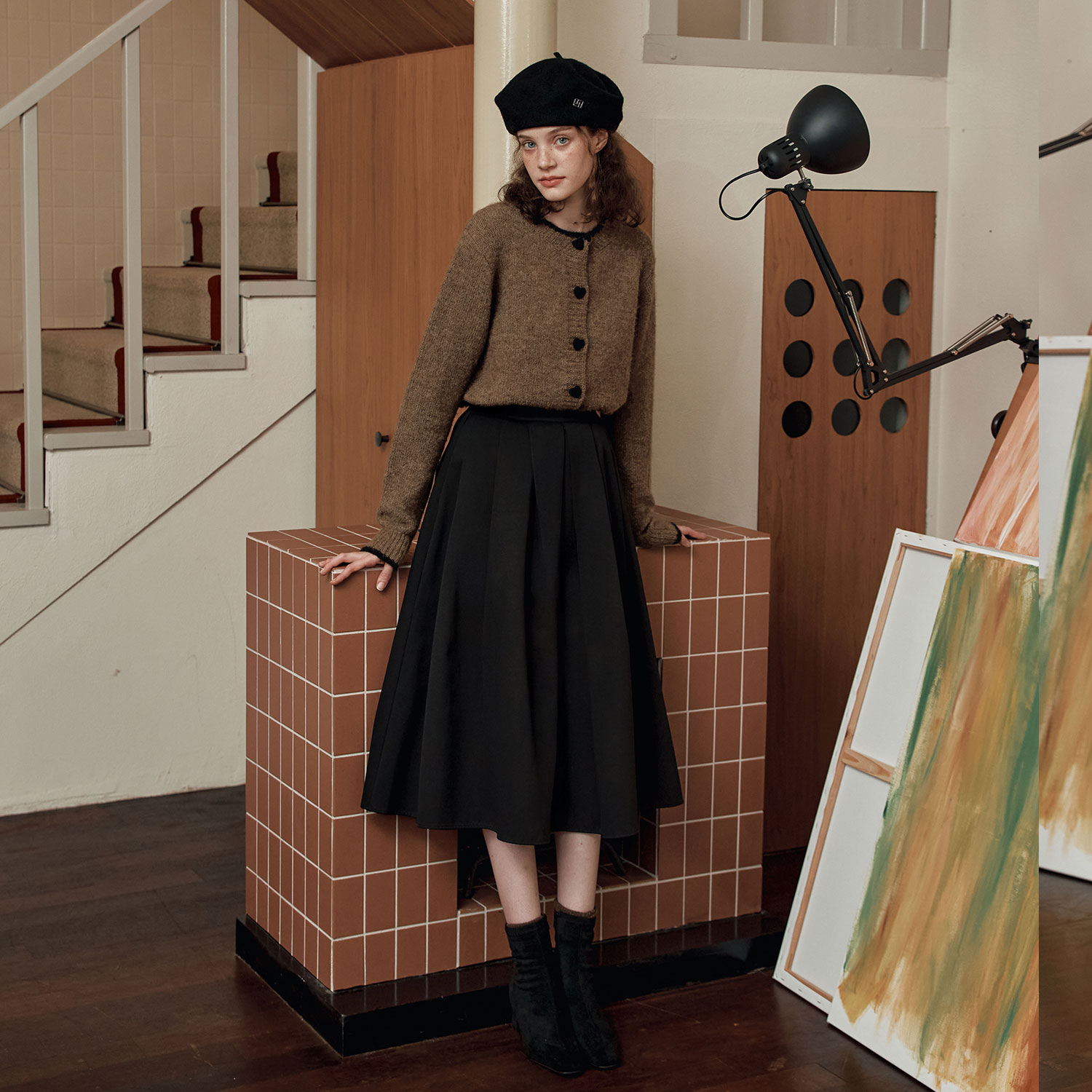 [제로스트릿]에이라인 플레어 스커트 A LINE FLARE SKIRT / BLACK 이미지 2
