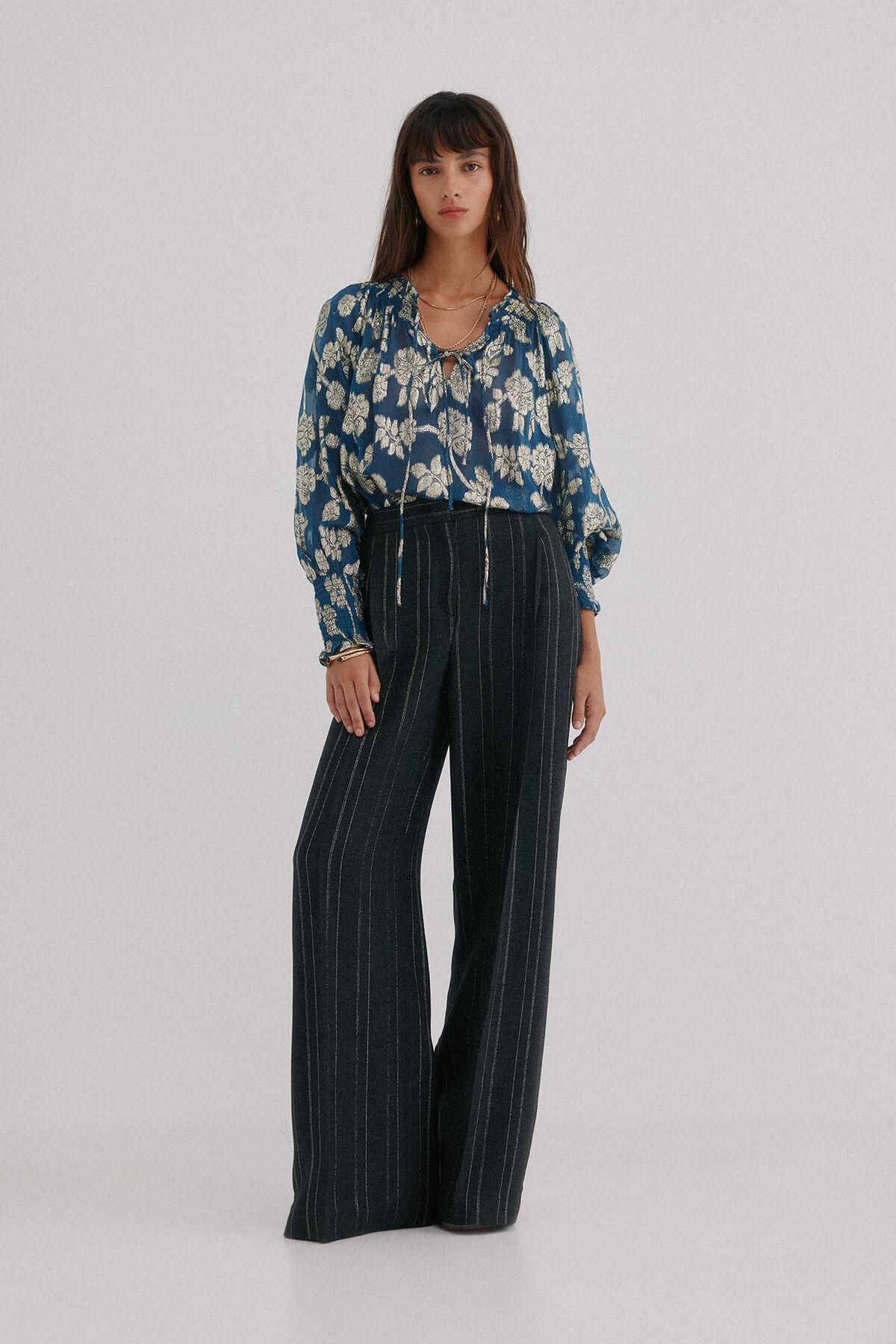 호스 인트로피아 스트라이프 와이드 슬랙스 팬츠 6542829 GRIS OSCURO - 상세 이미지 3