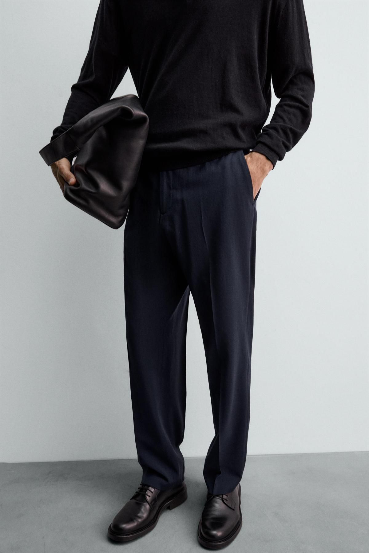 자라 이탈리안 울 클래식 테일러드 정장 팬츠 1564/518 NAVY BLUE - 상세 이미지 5