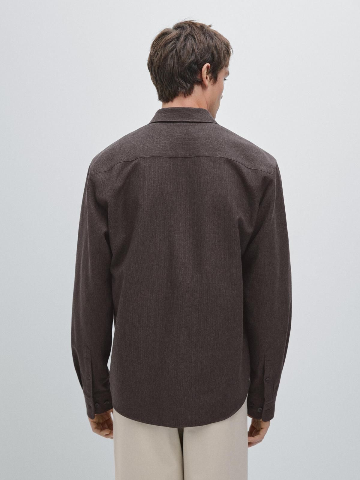 마시모두띠 미니멀 체크 텍스처 멜란지 레귤러핏 긴팔 셔츠 1803/298 BROWN - 상세 이미지 4