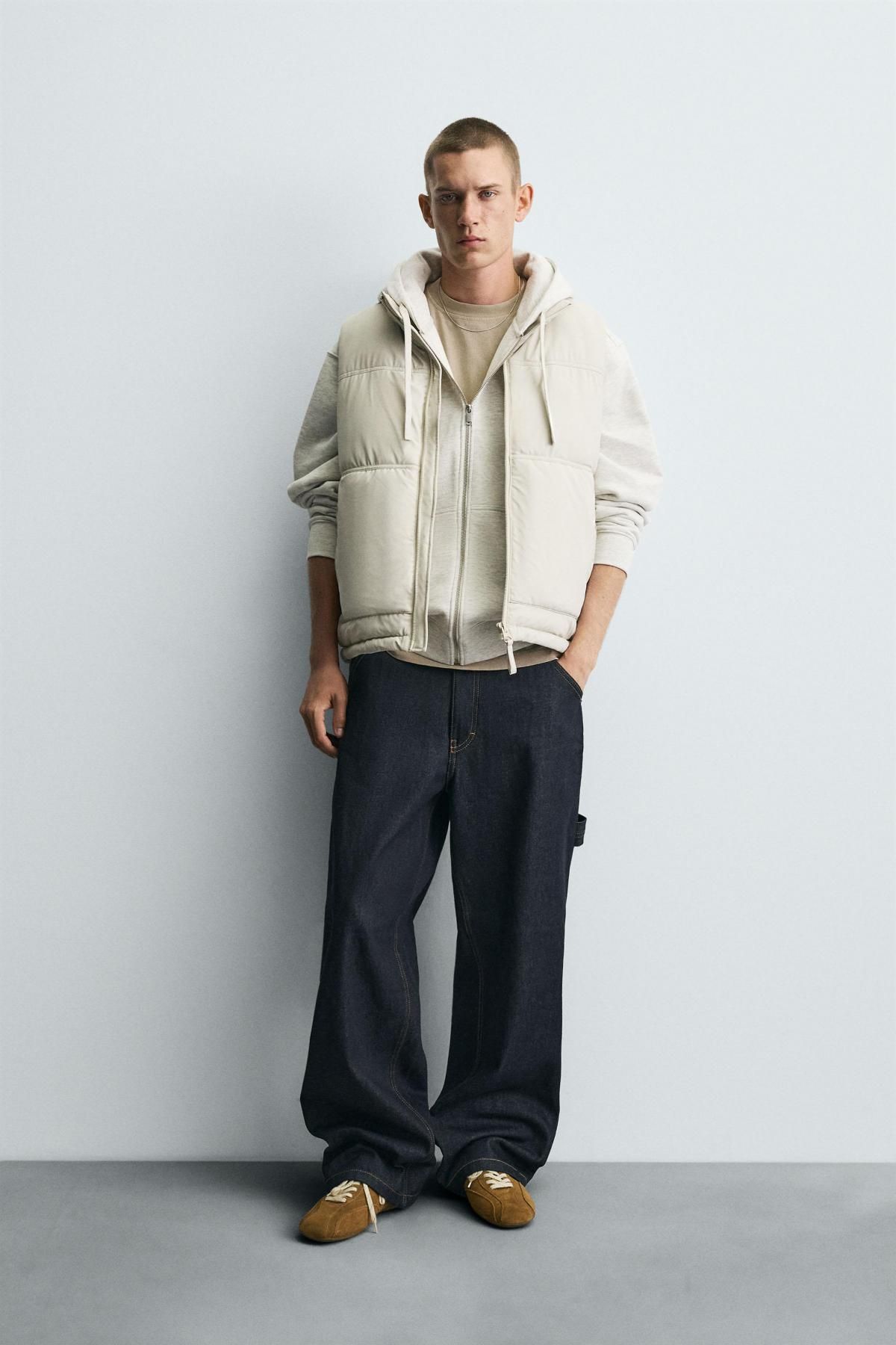 자라 테크니컬 러버라이즈 패딩 베스트 3918/390 OYSTER-WHITE - 상세 이미지 2