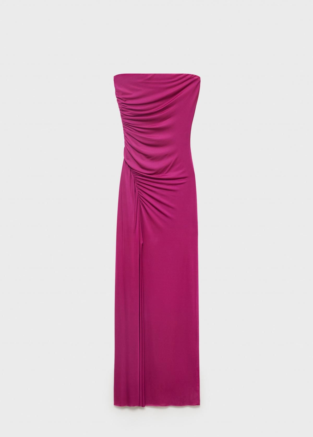 망고 드레이프 오프숄더 롱 원피스 17091270 FUCSIA - 상품 이미지