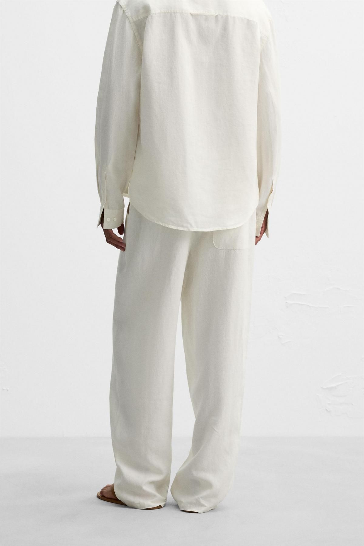 자라 아이보리 헴프 와이드핏 팬츠 5344/410 OYSTER-WHITE - 상세 이미지 3