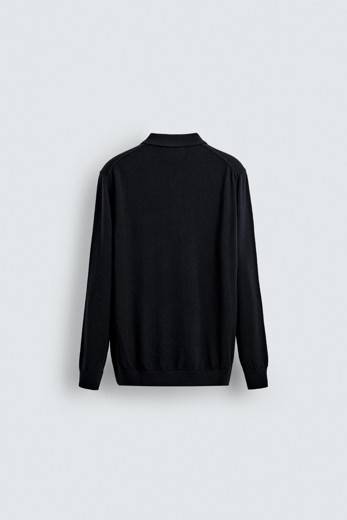 자라 프리미엄 울 테크니컬 긴팔 니트 폴로 셔츠 2632/317 NAVY BLUE - 상세 이미지 2