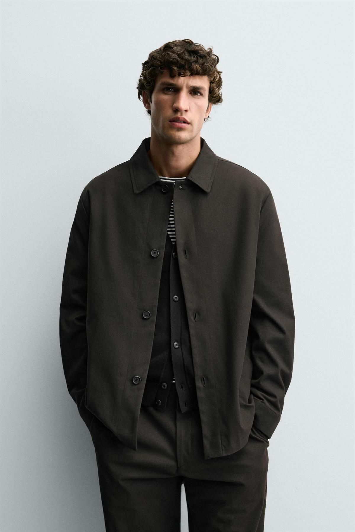 자라 테크니컬 릴랙스핏 트윌 오버셔츠 6747/816 DARK BROWN - 상세 이미지 3