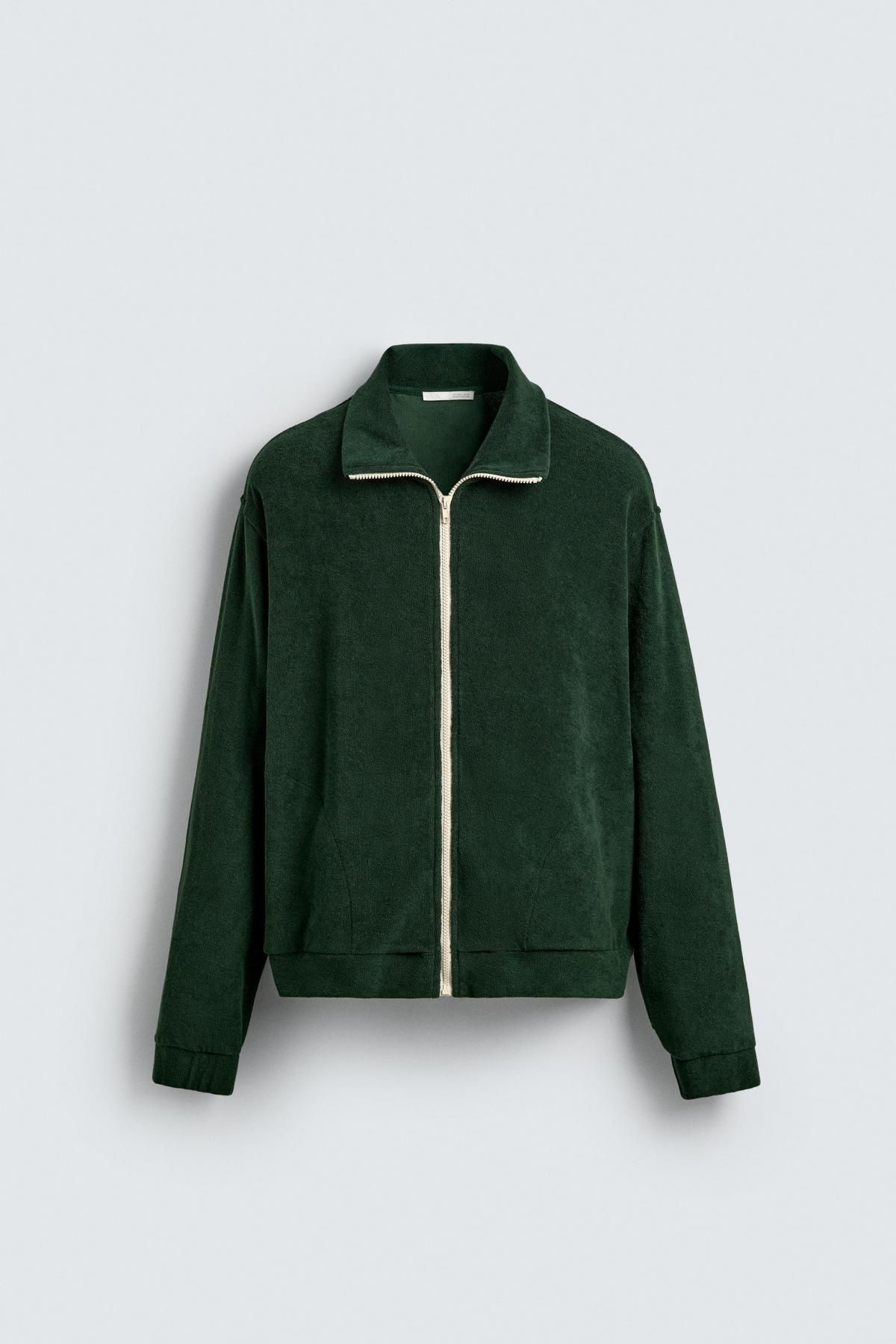 자라 테리 테크니컬 집업스웻셔츠 0722/318 BOTTLE GREEN - 메인 이미지