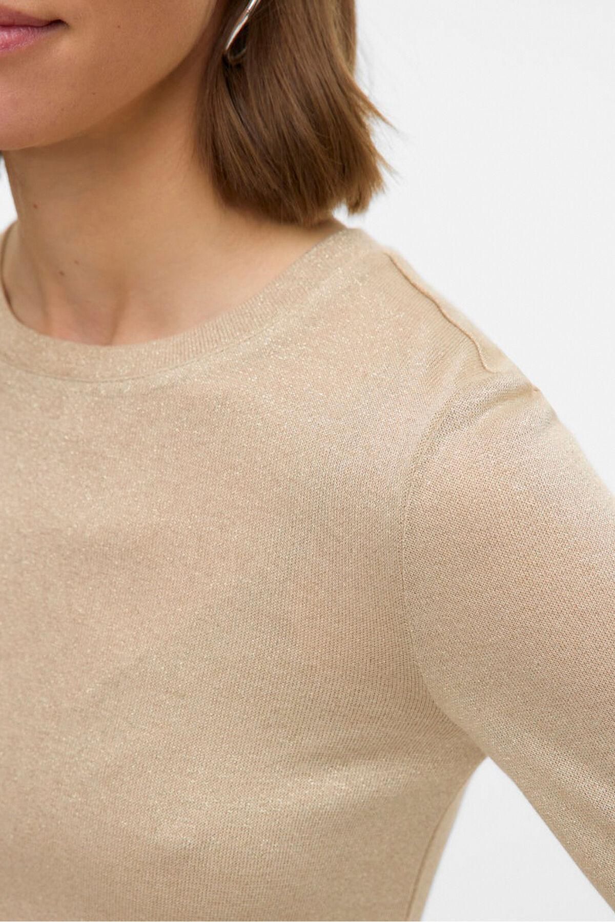 베로모다 메탈릭 라운드넥 니트 탑 아이보리 7762381 BEIGE - 상세 이미지 3