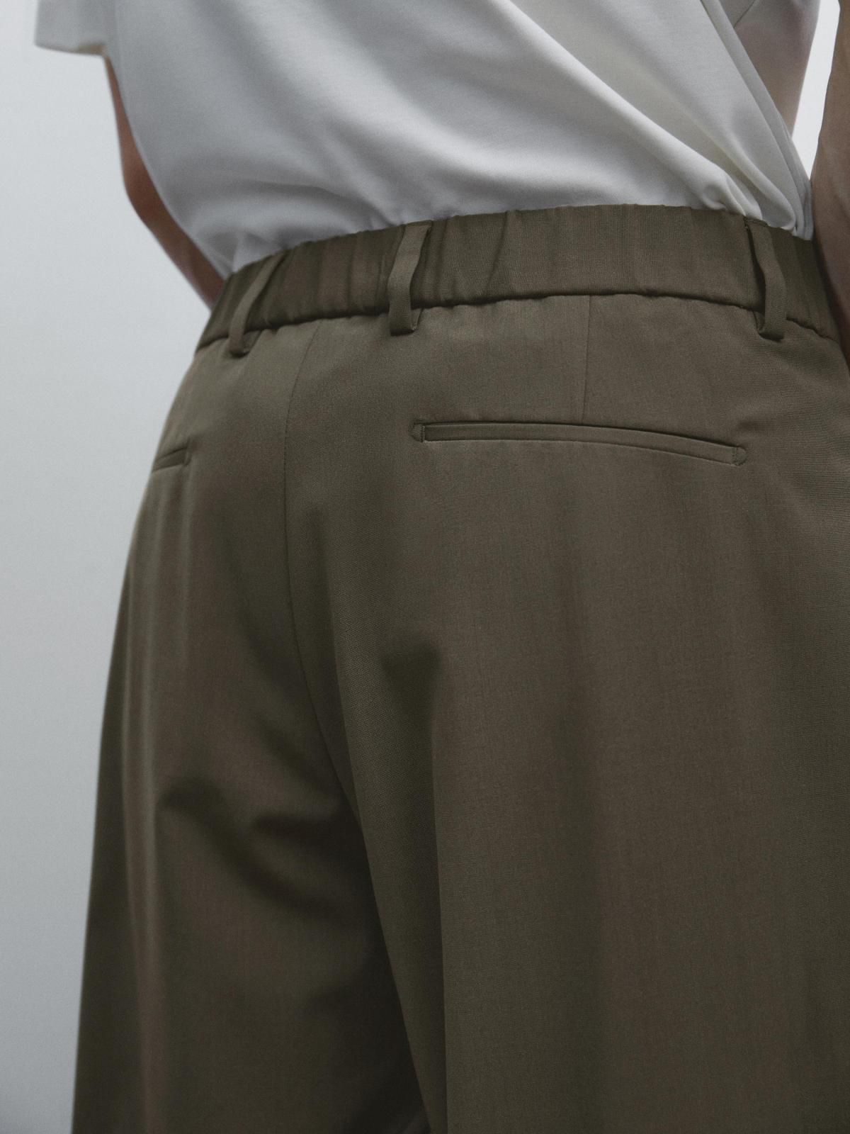 마시모두띠 와이드핏 울블렌드 테크니컬 슬랙스 팬츠 0088/277 DARK KHAKI - 상세 이미지 3