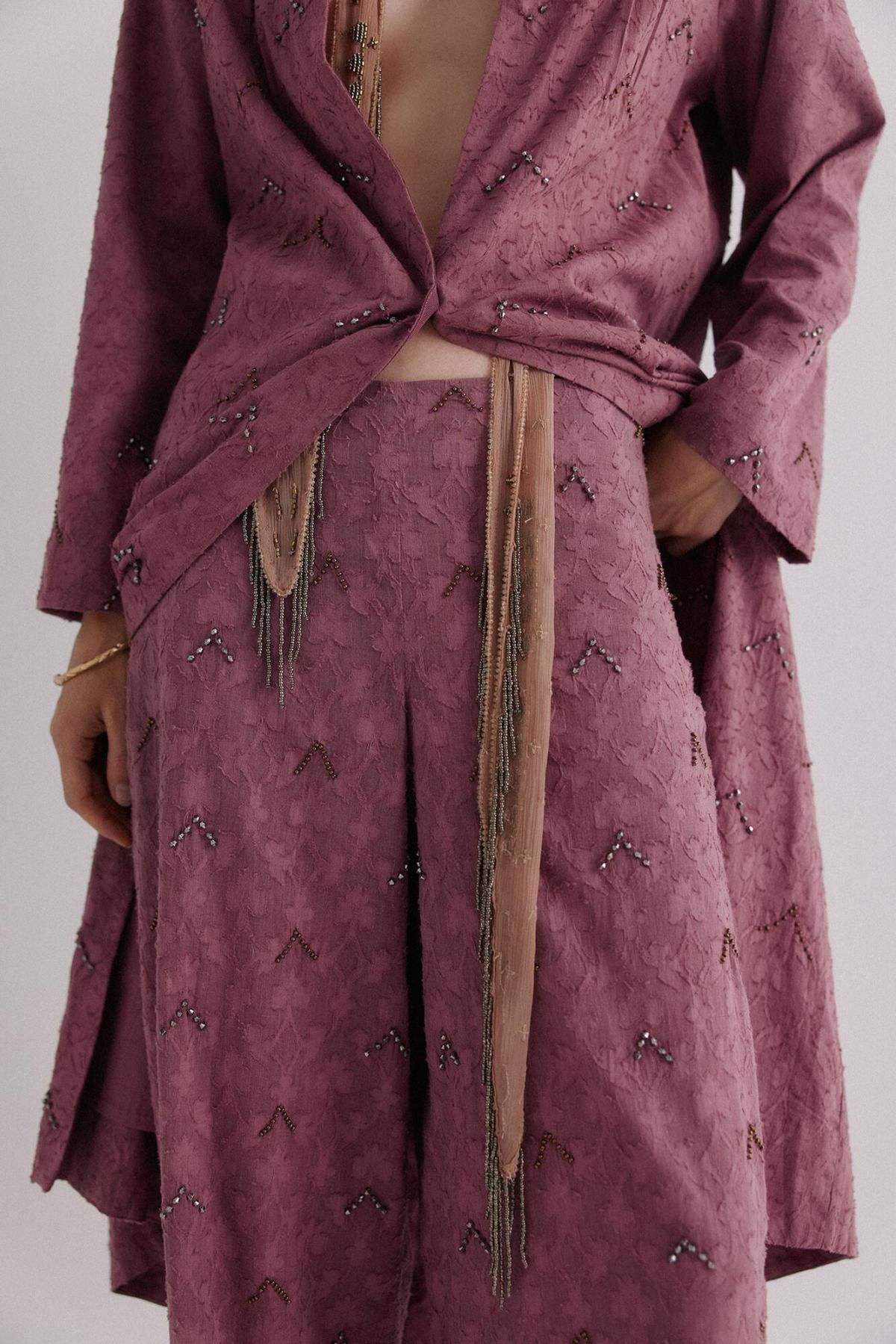 호스 인트로피아 자카드 스트레이트핏 여성 슬랙스 팬츠 6542822 ROSA - 상세 이미지 3