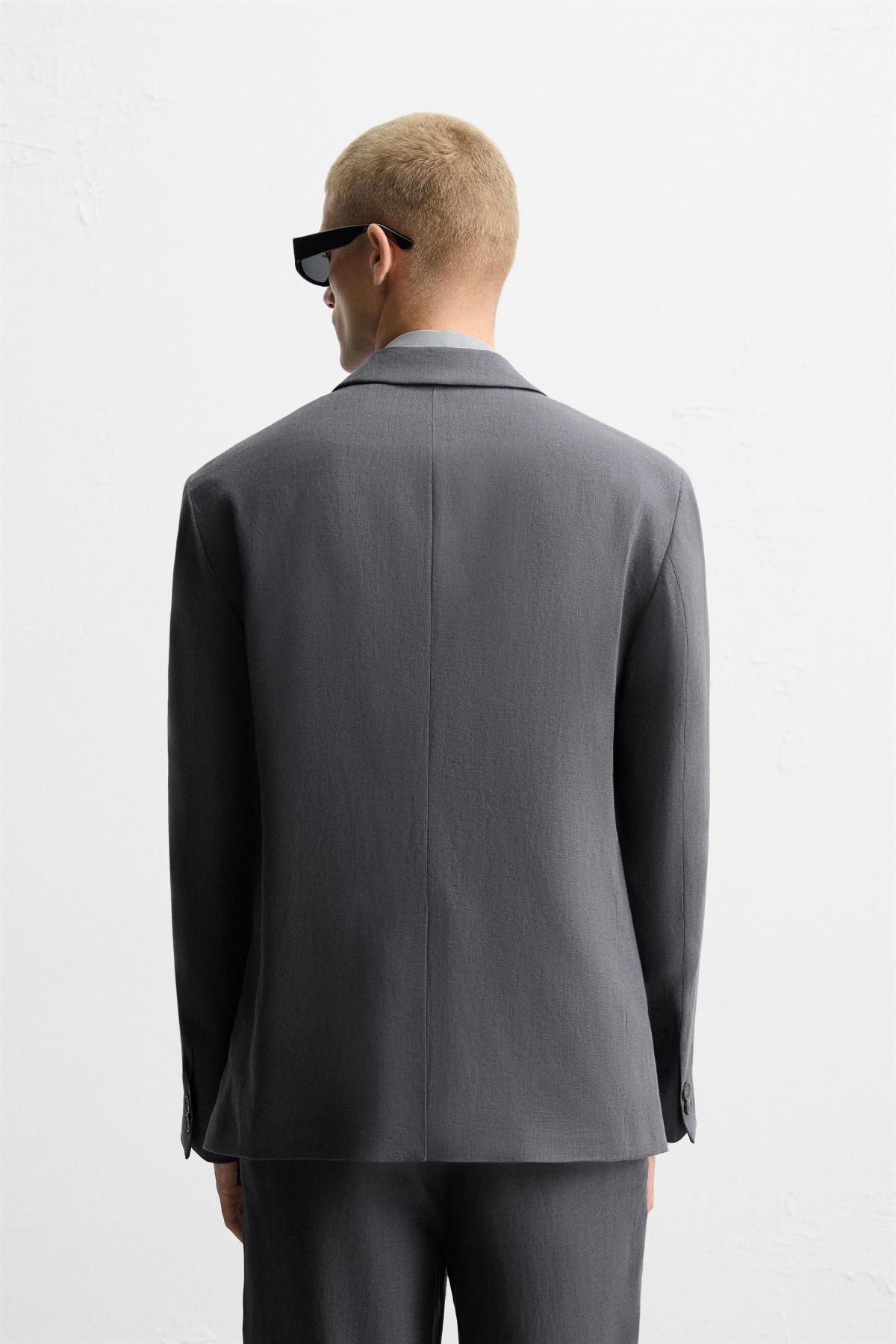 자라 리넨 테일러드 싱글 블레이저 0706/176 DARK GREY - 상세 이미지 4