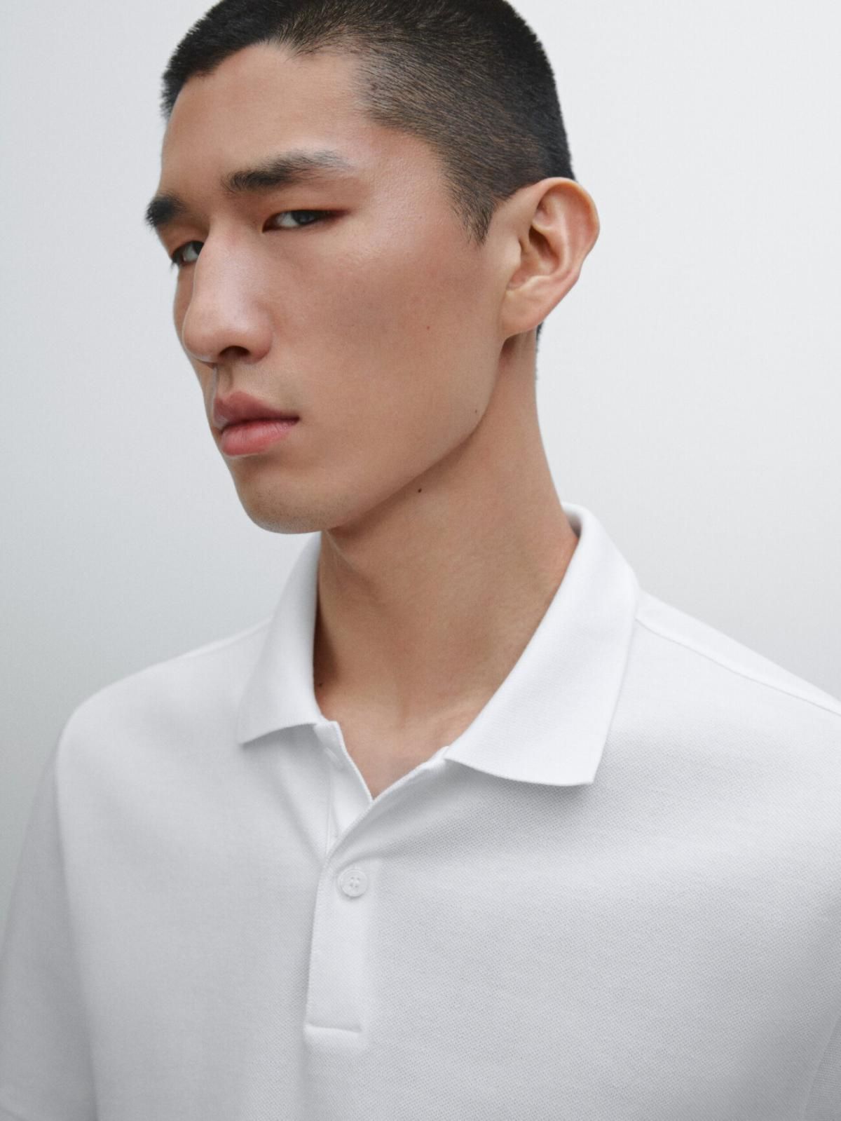 마시모두띠 마이크로 텍스처 피케 코튼 폴로 셔츠 0744/244 WHITE - 상세 이미지 5