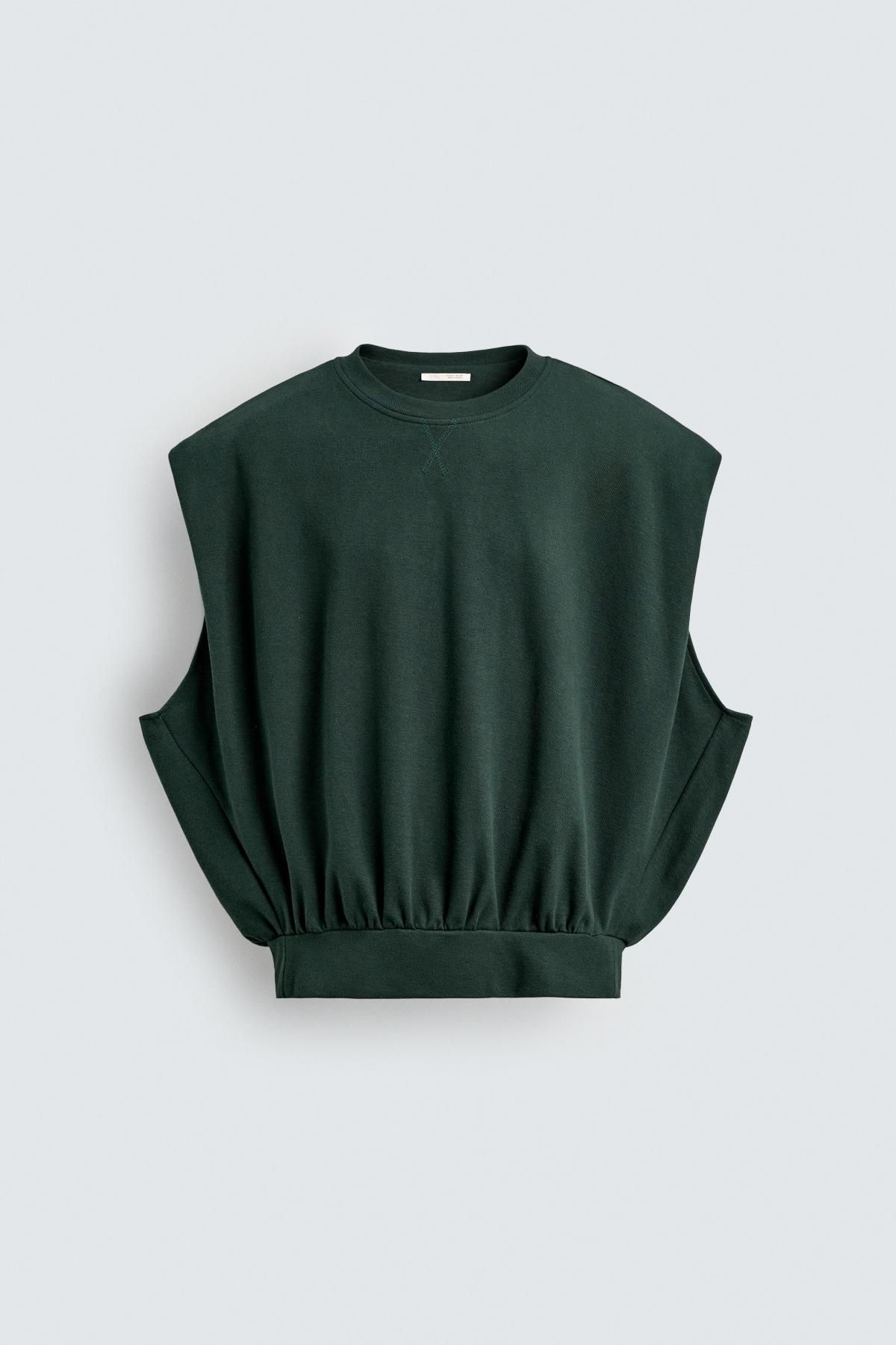 자라 테크니컬 스트레치 인터록 코튼 텍스처 베스트 5584/334 DUCK GREEN - 메인 이미지