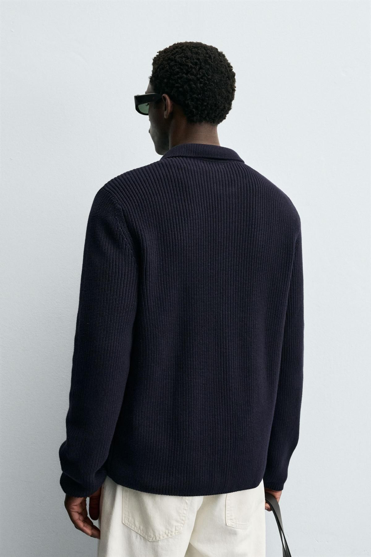 자라 네이비 미니멀 골지 가디건 3284/303 NAVY BLUE - 상세 이미지 4