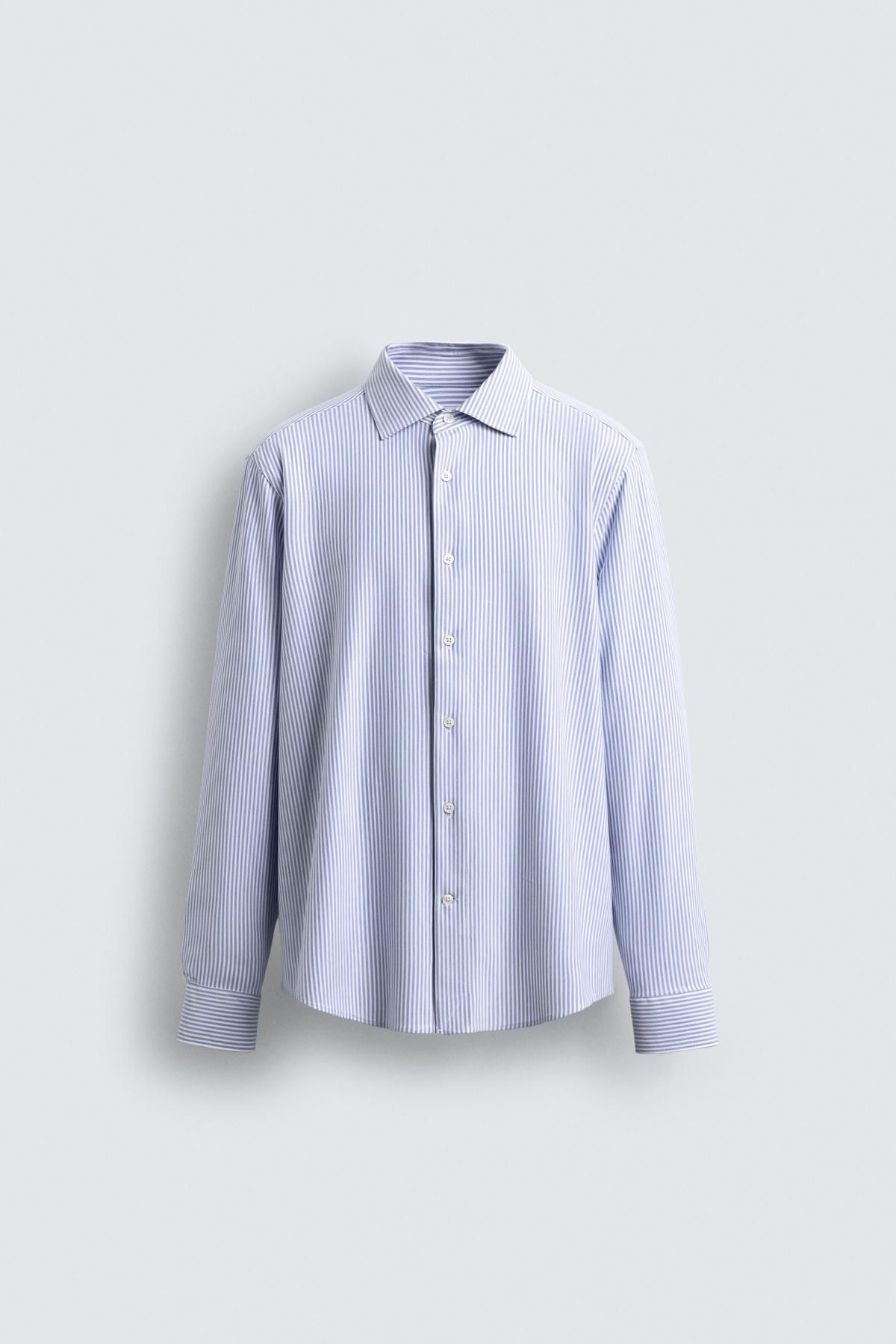 자라 이지케어 레귤러핏 테크니컬 긴팔 셔츠 4493/144 BLUE/WHITE - 메인 이미지