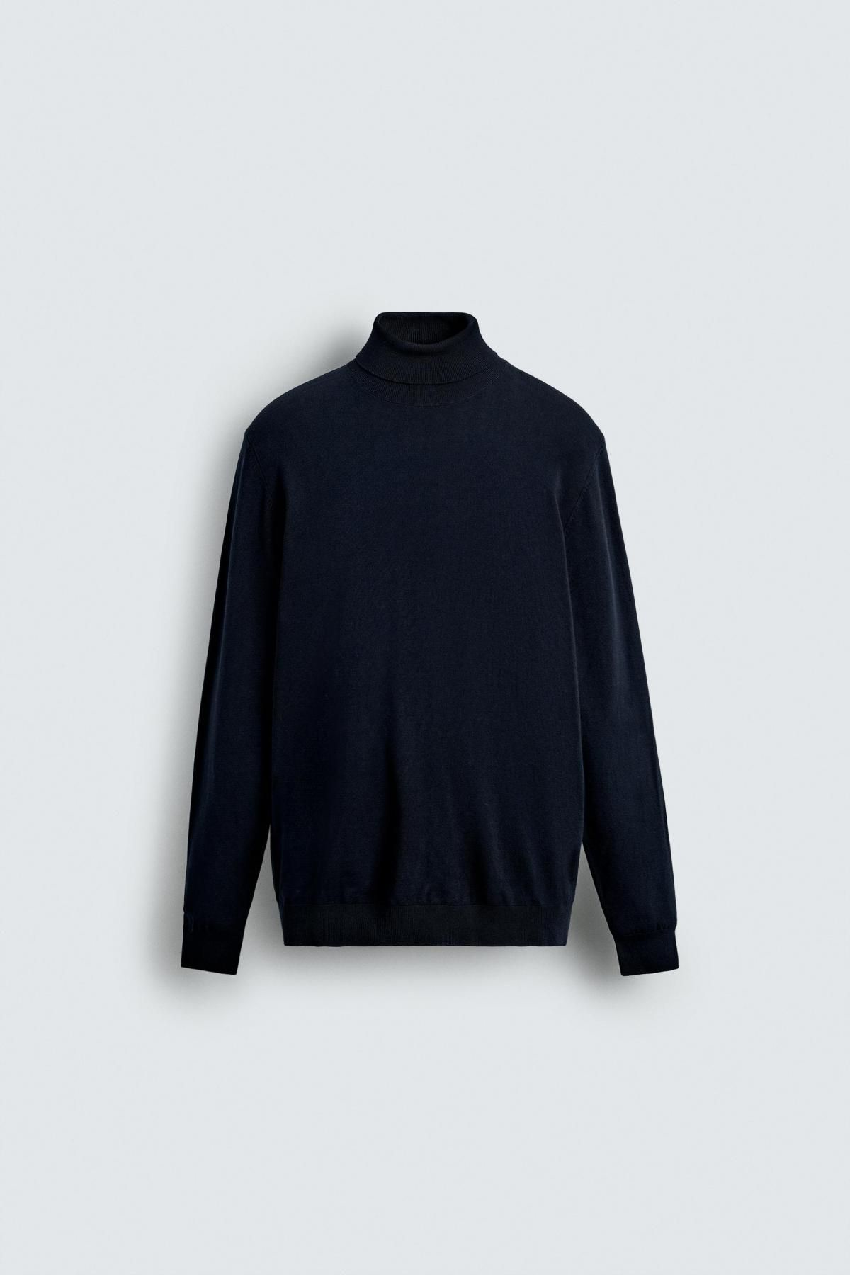 자라 미니멀 베이직 하이넥 터틀넥 니트 스웨터 0304/320 NAVY BLUE - 메인 이미지