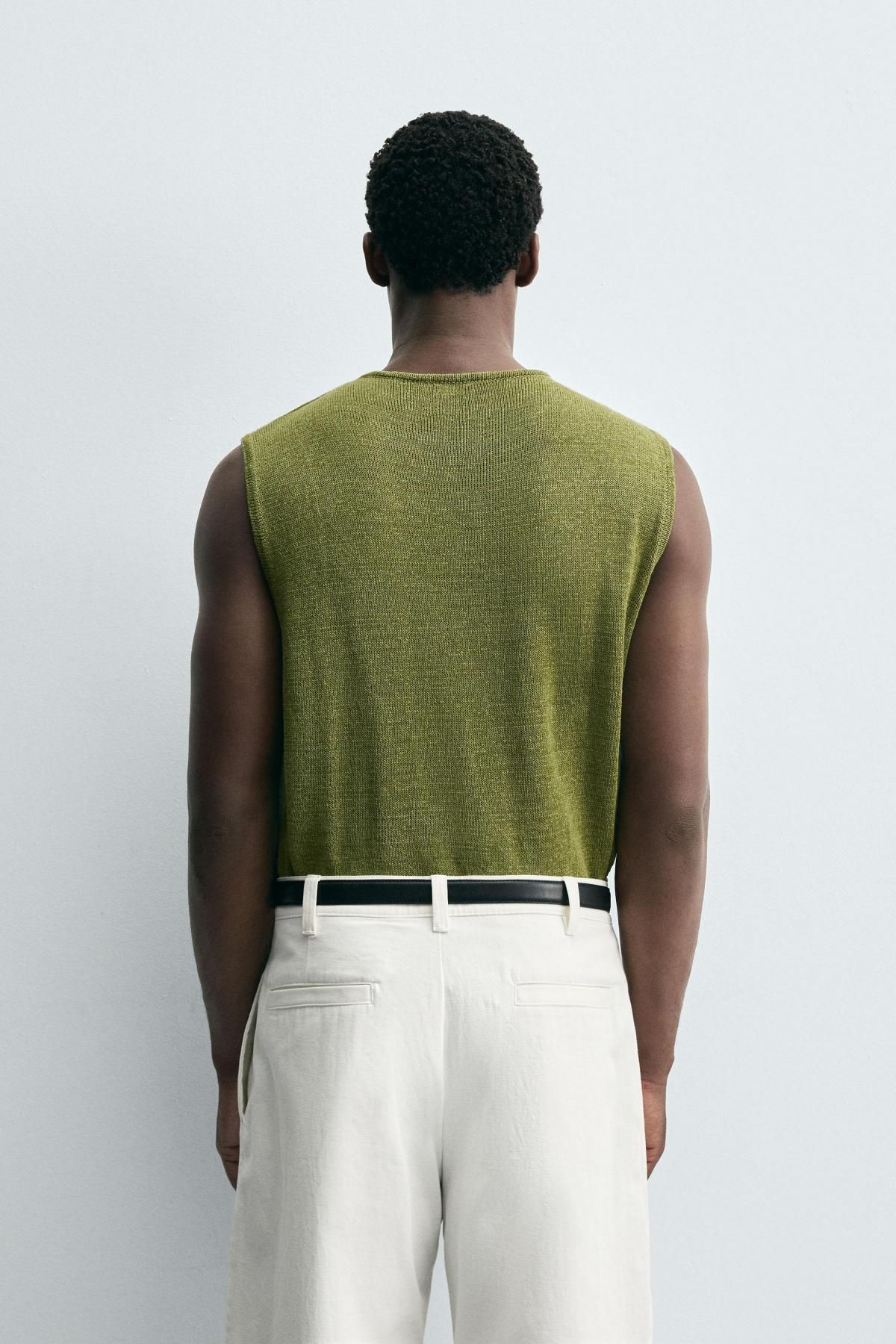 자라 린넨 블렌드 라운드넥 민소매 니트 베스트 2893/309 OLIVE GREEN - 상세 이미지 4