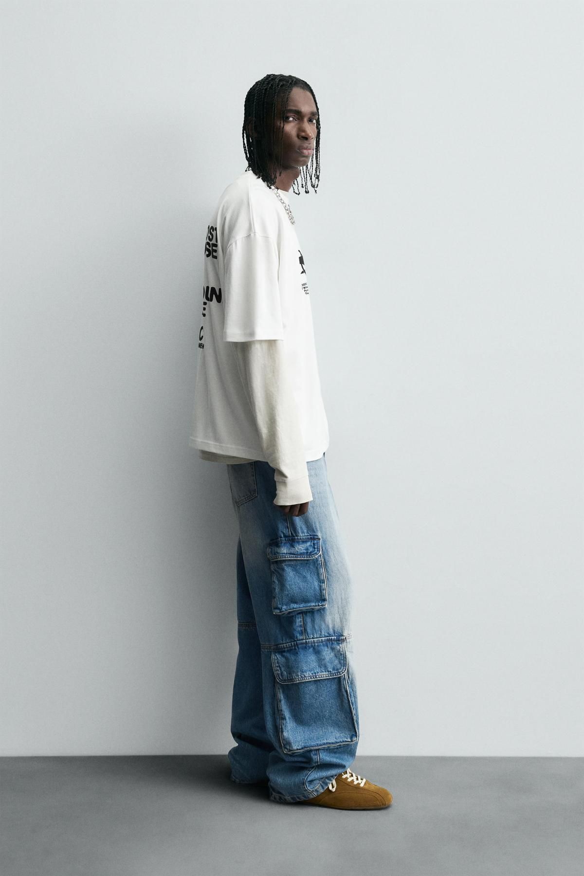 자라 러버라이즈 프린트 반팔 티셔츠 1165/308 OYSTER-WHITE - 상세 이미지 5