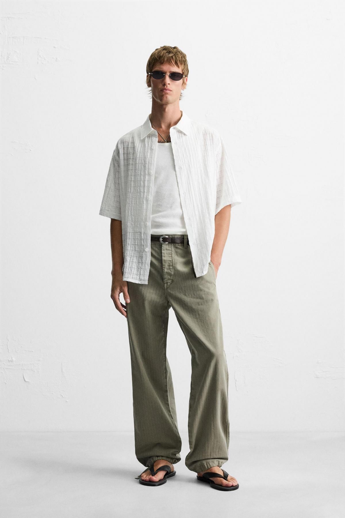 자라 텍스처 체크 릴렉스핏 반팔셔츠 3715/600 WHITE - 상세 이미지 2