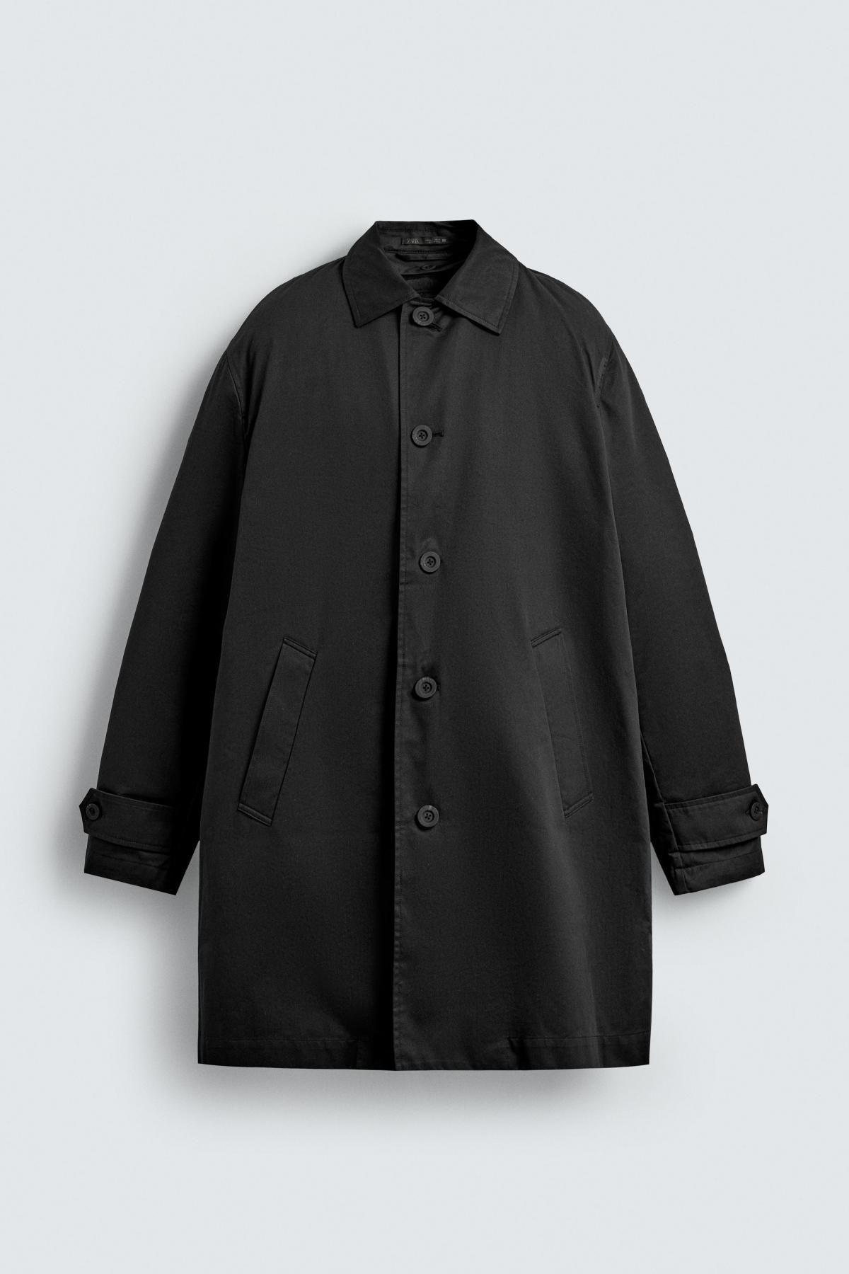 자라 테크니컬 탈착식 안감 블랙 트렌치코트 5854/420 BLACK - 메인 이미지