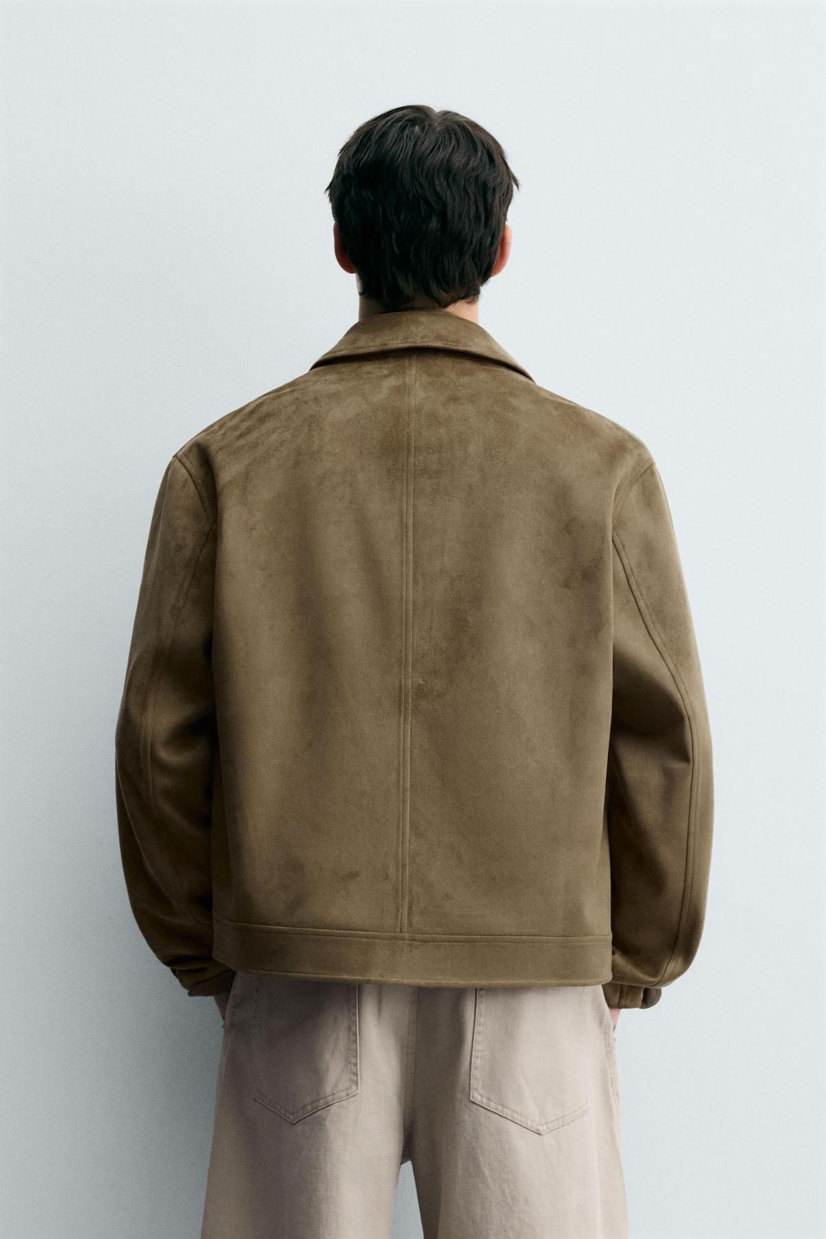 자라 페이크 스웨이드 레귤러핏 테일러드 재킷 5070/165 DARK BROWN - 상세 이미지 4