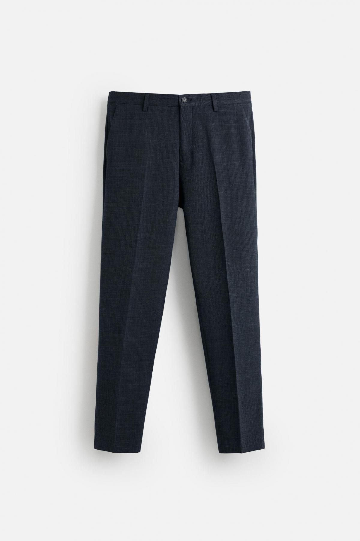 자라 울블렌드 슬림핏 텍스처 수트 팬츠 5675/718 BLUE / INDIGO - 상세 이미지 5
