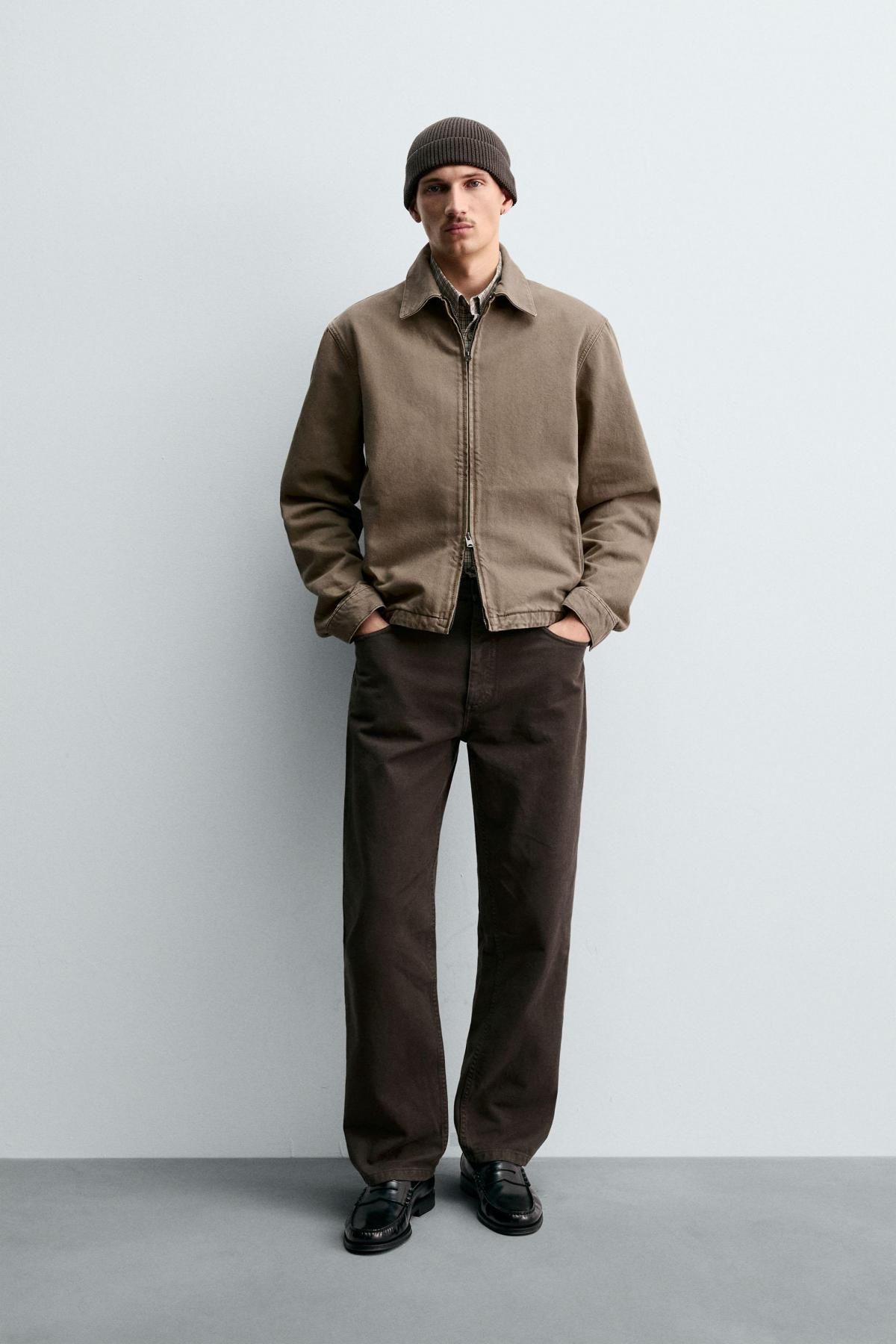 자라 테크니컬 데님 집업 재킷 5585/393 BROWN / TAUPE - 상세 이미지 2
