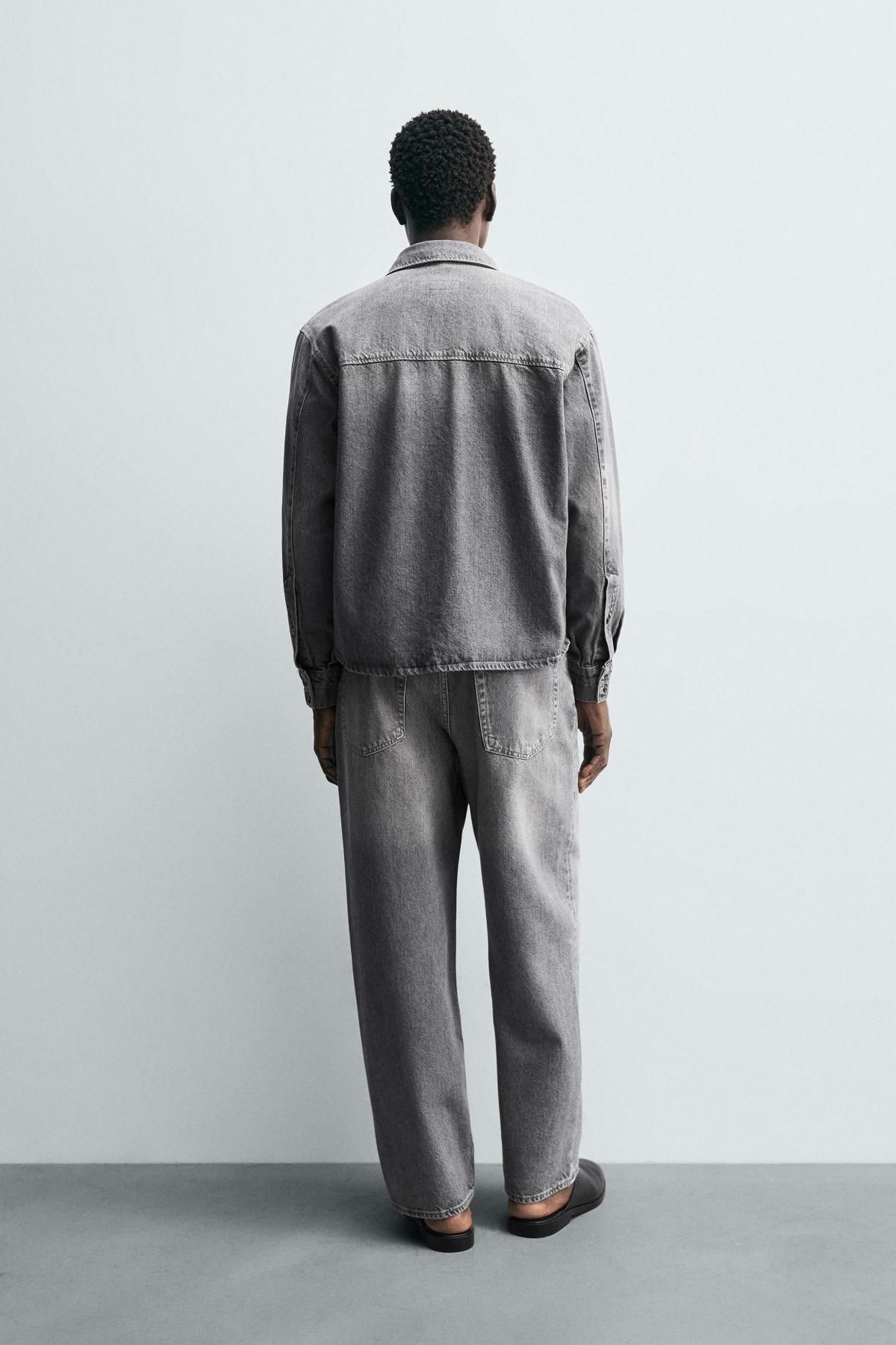 자라 워시드 데님 스트레이트핏 청바지 0840/370 GREY - 상세 이미지 4