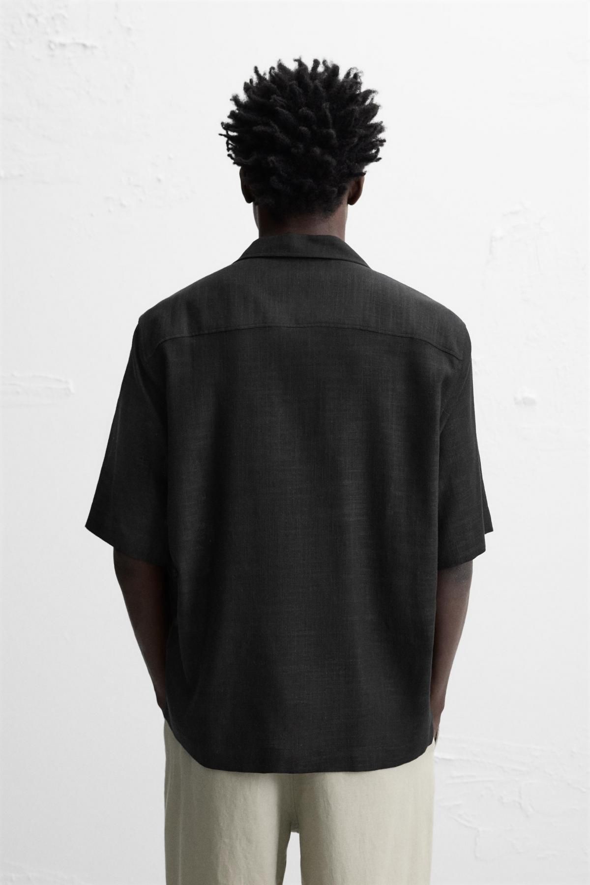 자라 릴랙스핏 반팔 셔츠 4620/300 BLACK - 상세 이미지 4