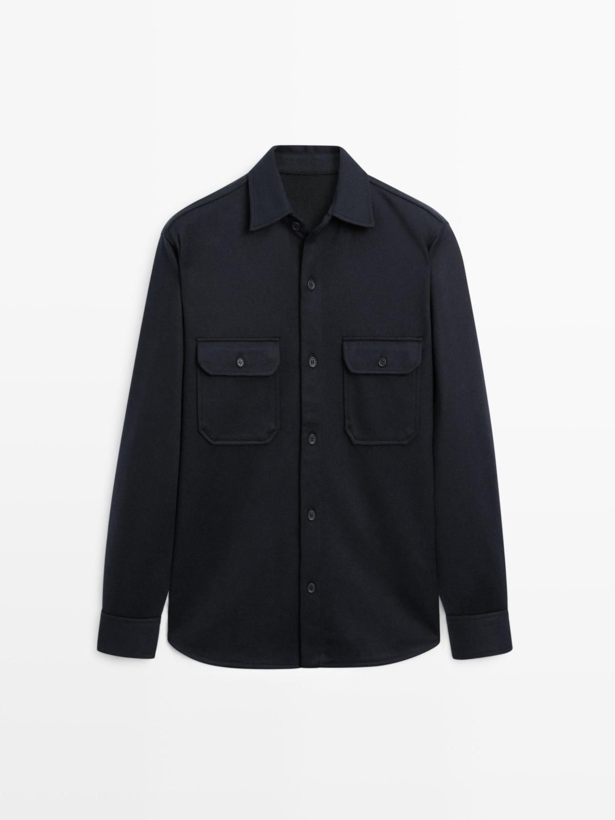 마시모두띠 테크니컬 긴팔 포켓 오버셔츠 0580/155 NAVY BLUE - 상품 이미지
