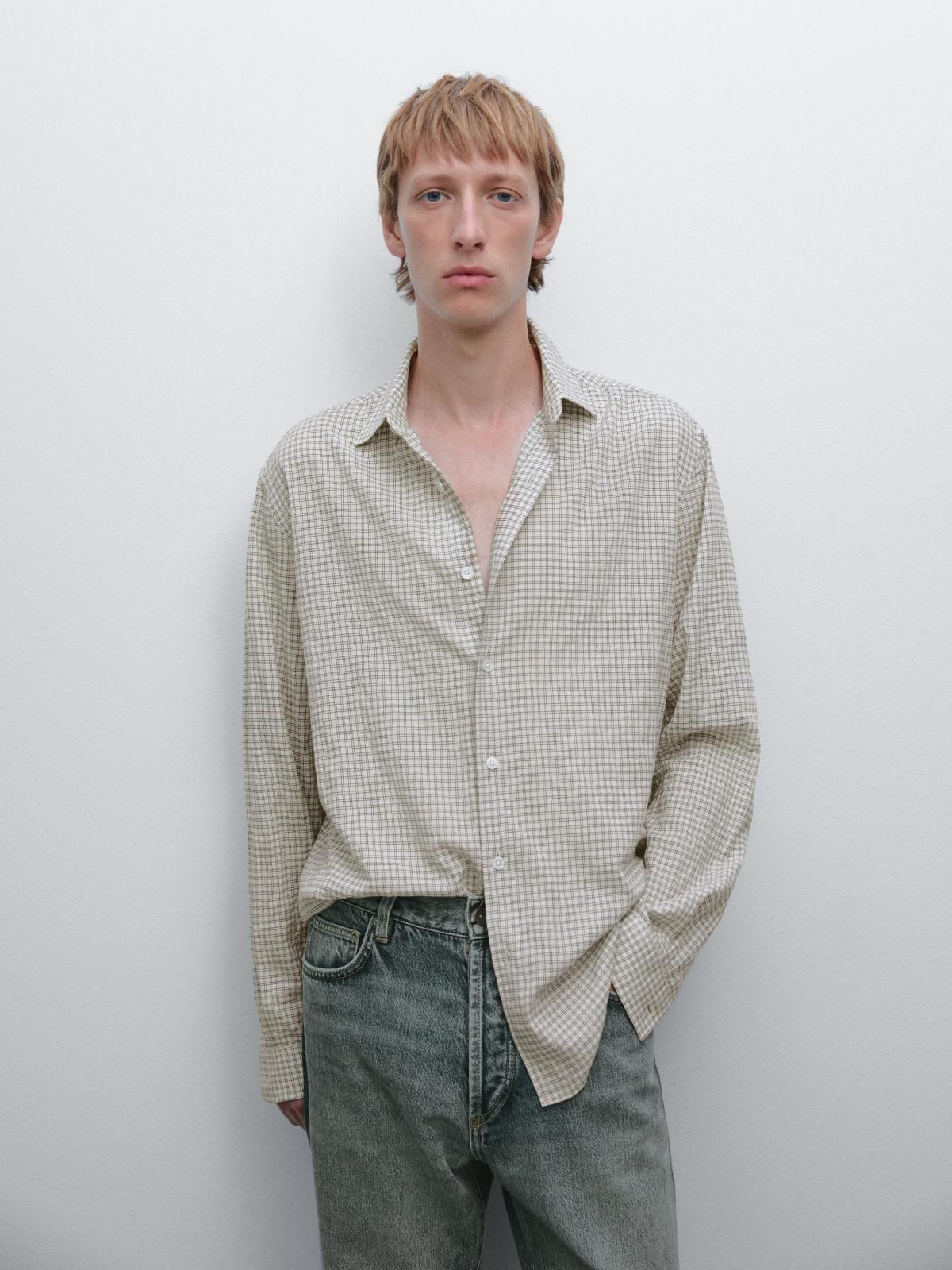 마시모두띠 체크 클래식 레귤러핏 긴팔 셔츠 1748/250 OFF WHITE - 상세 이미지 5