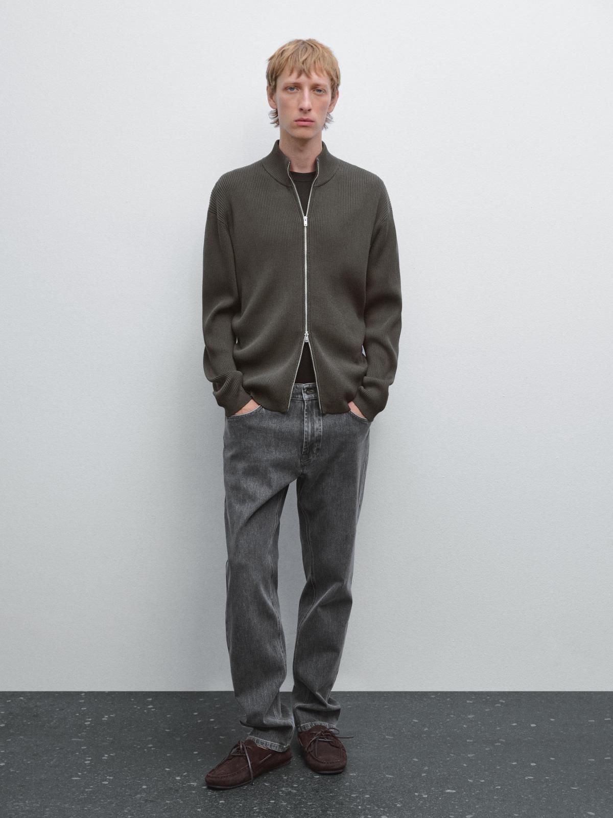마시모두띠 100 코튼 테크니컬 집업 니트 가디건 1035/201 ANTHRACITE GREY - 상세 이미지 2
