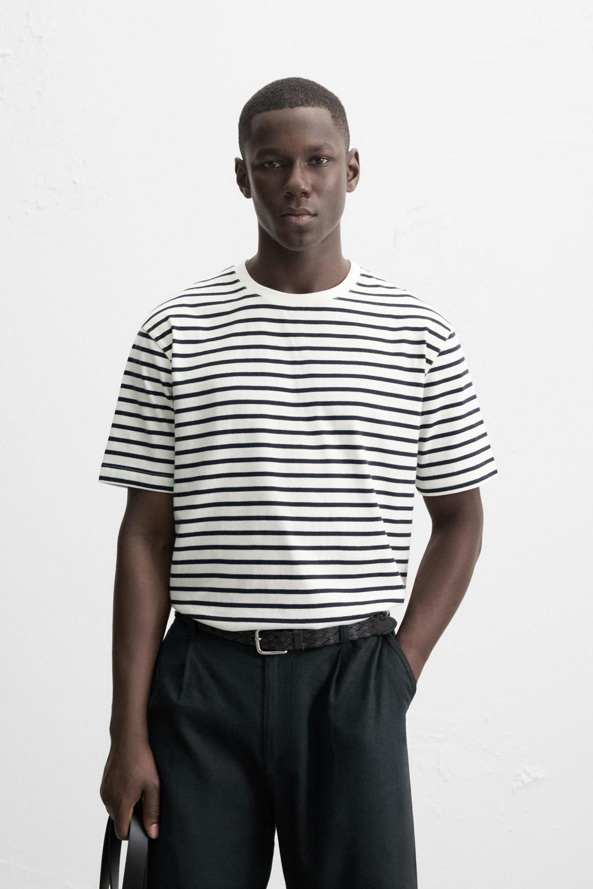 자라 스트라이프 베이직 미디엄 웨이트 반팔 티셔츠 1887/470 STRIPED - 상세 이미지 3